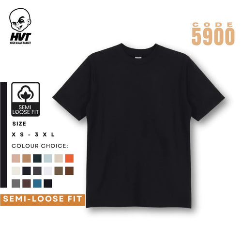 BLACK - HVT Premium Quality Oversized Plain Crewneck T-shirts - Unisex Heavy Hybrid Soft Cotton Shirts - Menswear and women Casual Tshirt