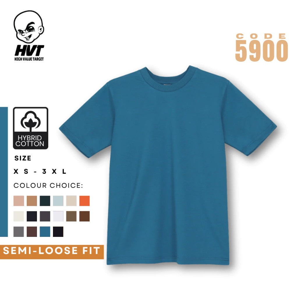 BLUE CHARCOAL - CORAL TEE - HVT Premium Quality Oversized Plain Crewneck T-shirts - Unisex Heavy Hybrid Soft Cotton Shirts - Menswear and women Casual Tshirt