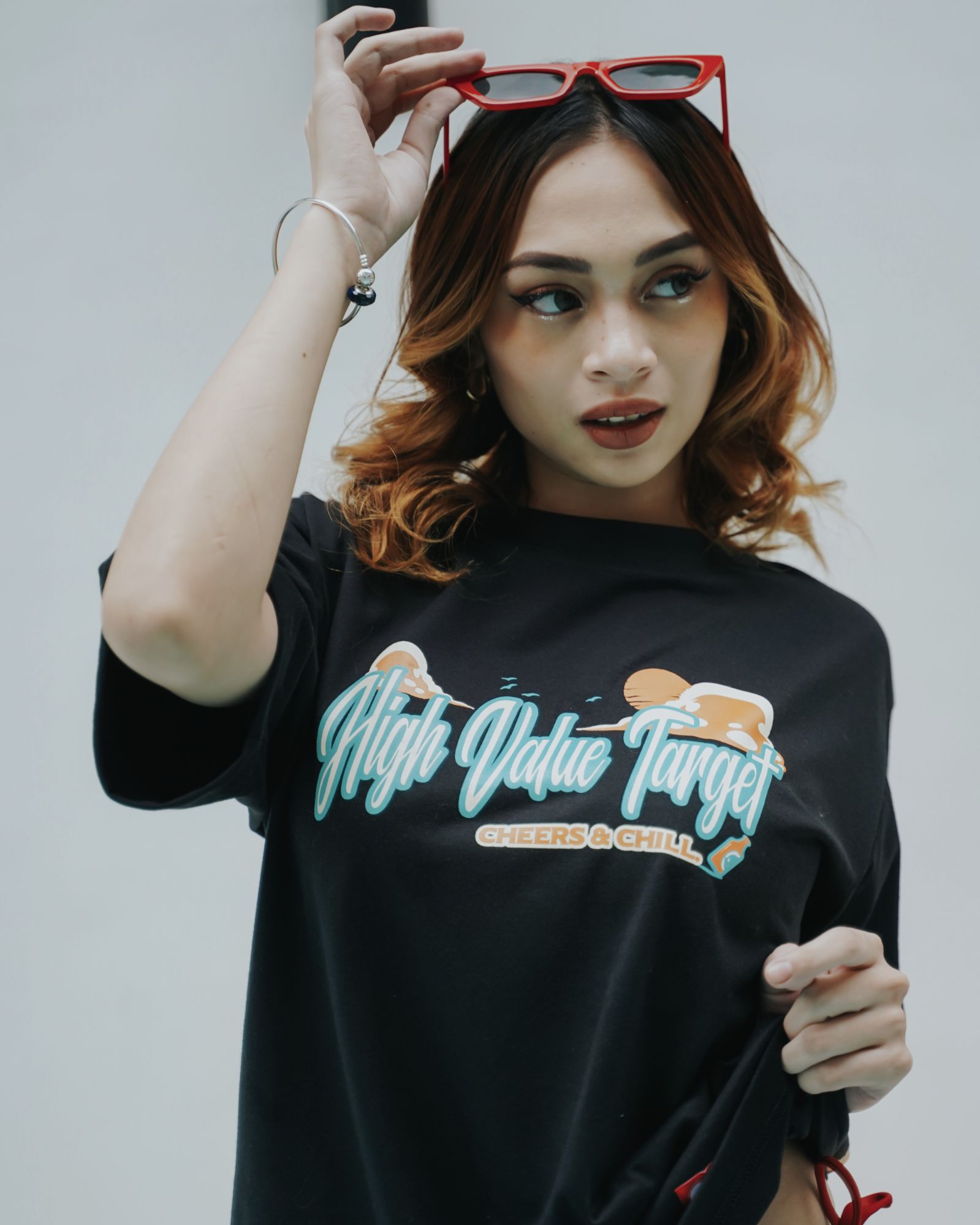 HIGH VALUE TARGET "CHEERS AND CHILL" (BLACK CVC Cotton Unisex T-SHIRT )