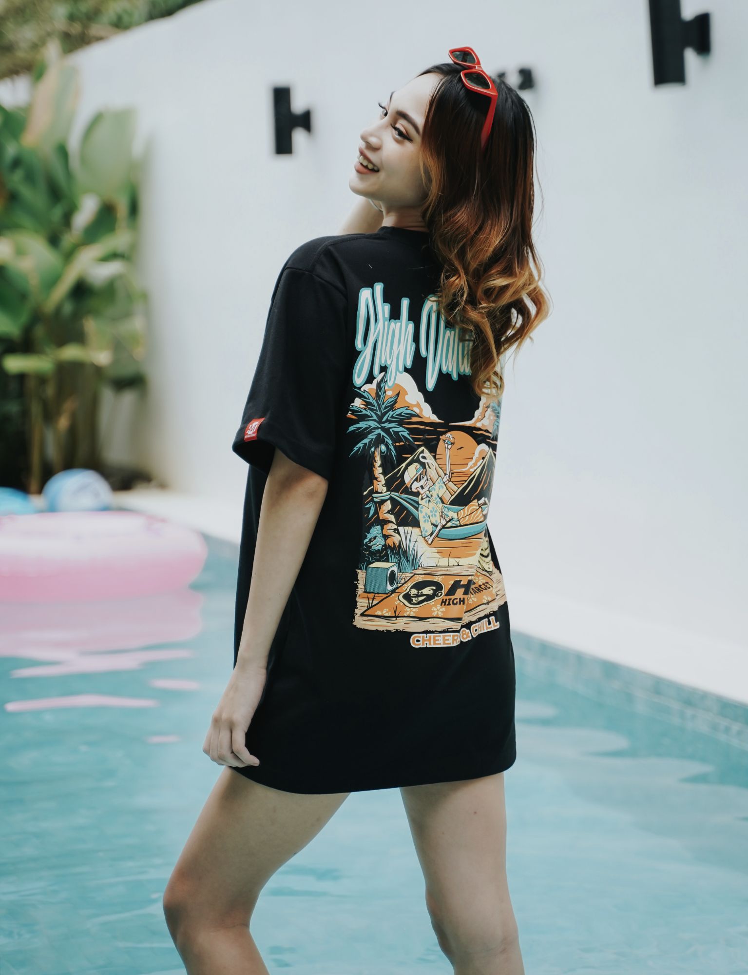 HIGH VALUE TARGET "CHEERS AND CHILL" (BLACK CVC Cotton Unisex T-SHIRT )