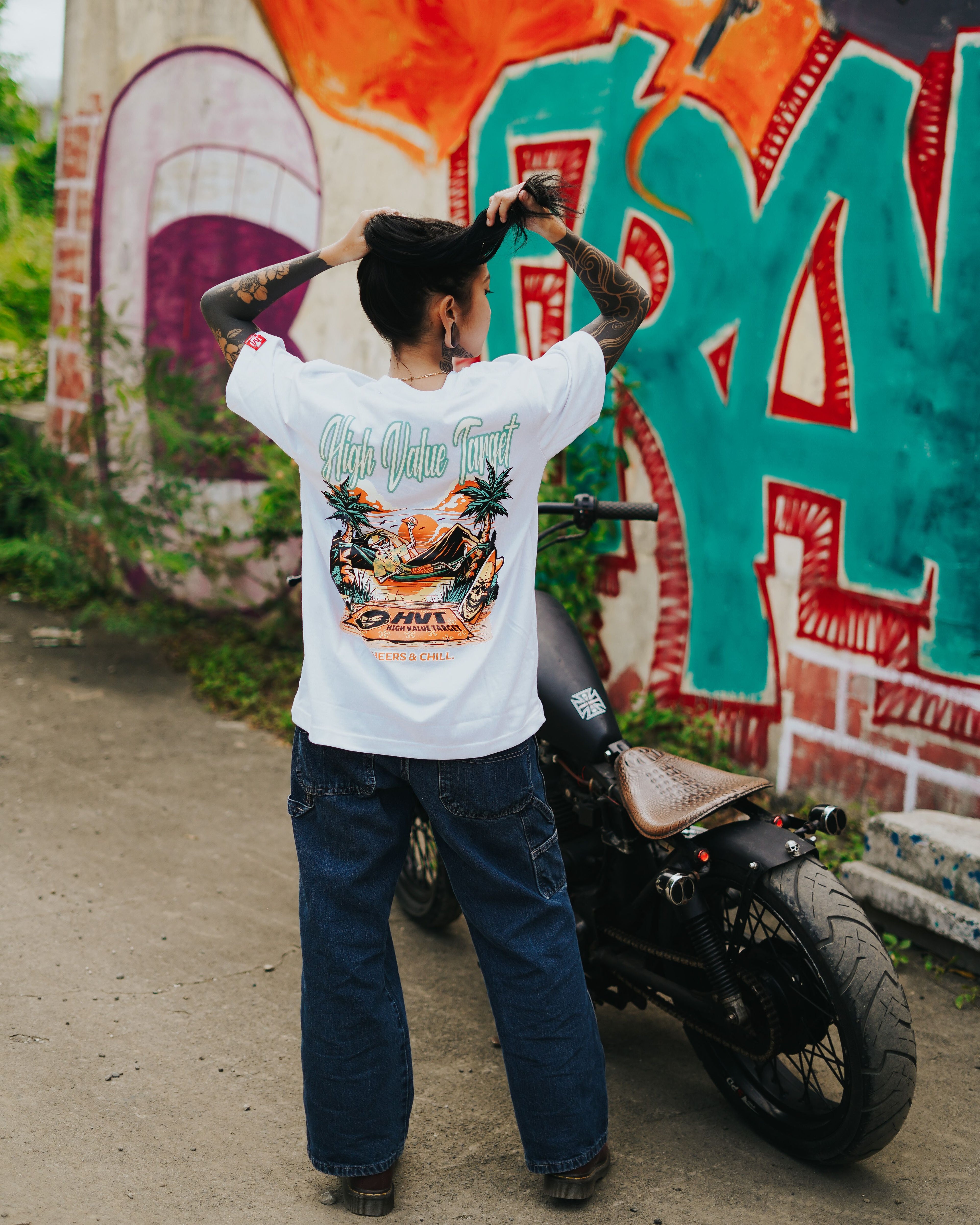 HIGH VALUE TARGET "CHEERS AND CHILL" (WHITE) CVC Cotton T-Shirt - SMALL to 2XL sizes