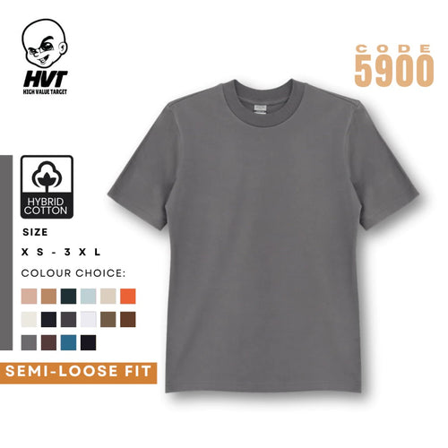 DARK GRAY - CHARCOAL  - HVT Premium Quality Oversized Plain Crewneck T-shirts - Unisex Heavy Hybrid Soft Cotton Shirts - Menswear and women Casual Tshirt