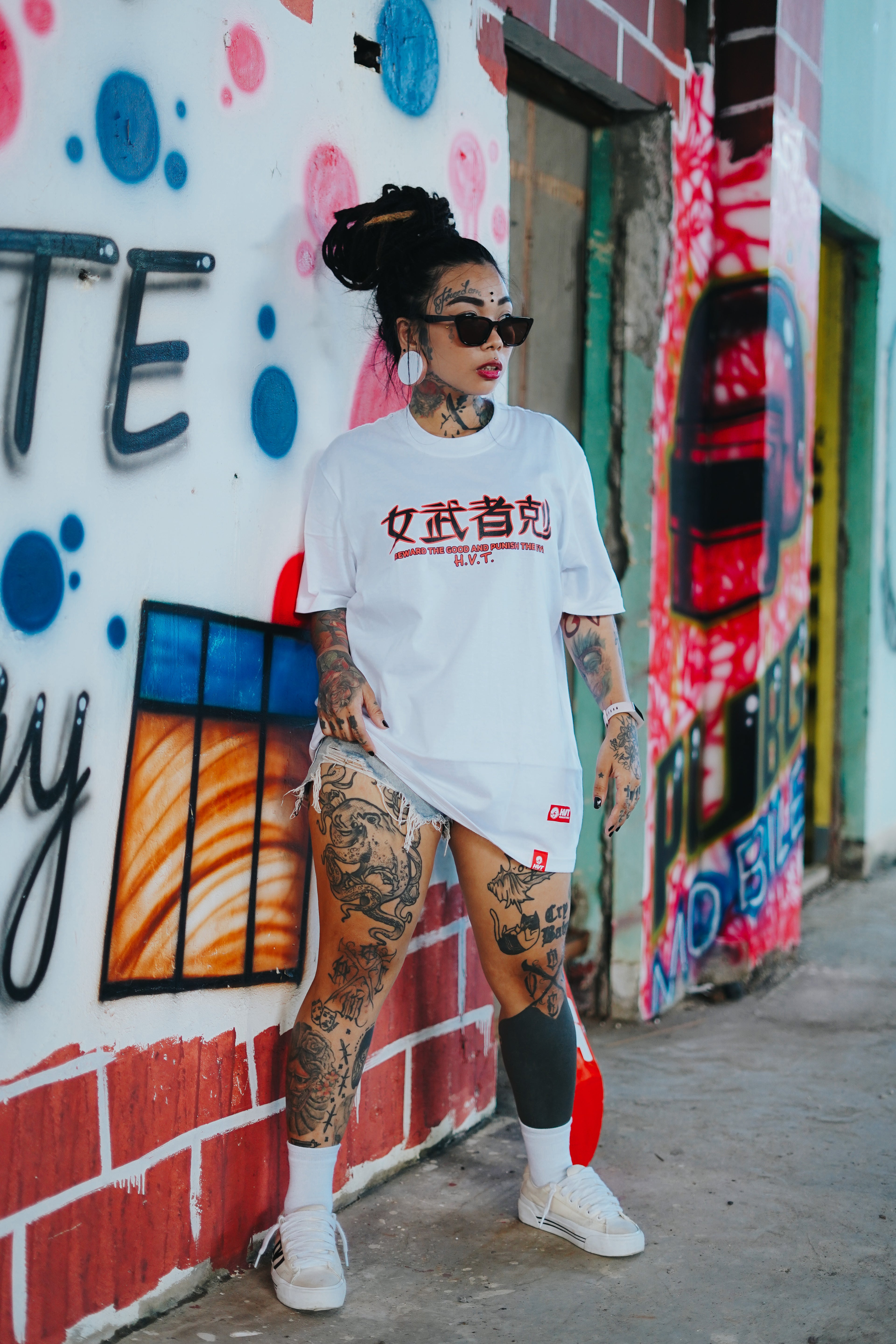 HIGH VALUE TARGET  "Onna-musha" (WHITE) 100% Cotton T-Shirt - S to 4XL