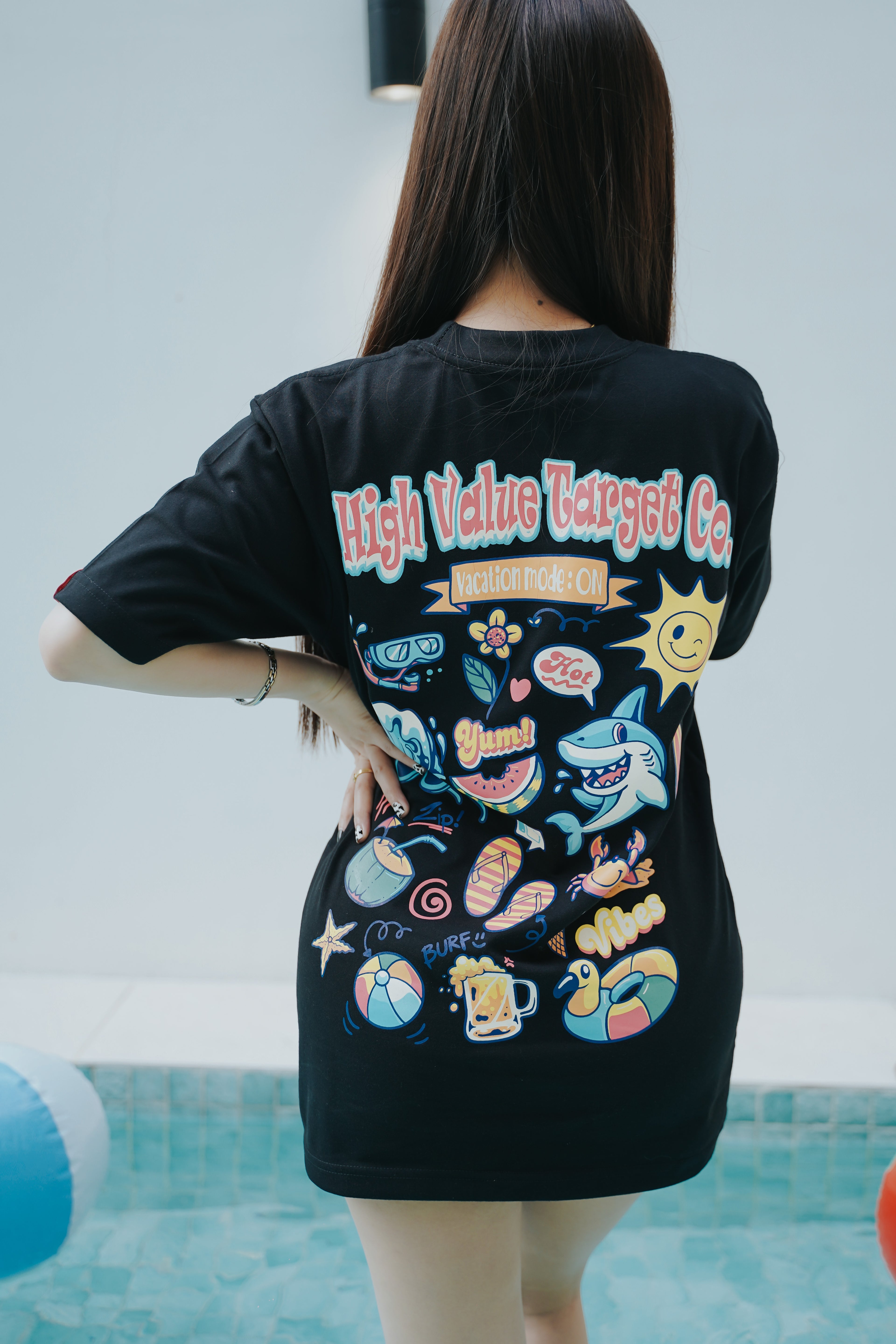 HIGH VALUE TARGET " HVT VACATION MODE ON" BLACK CVC Cotton Unisex T-SHIRT