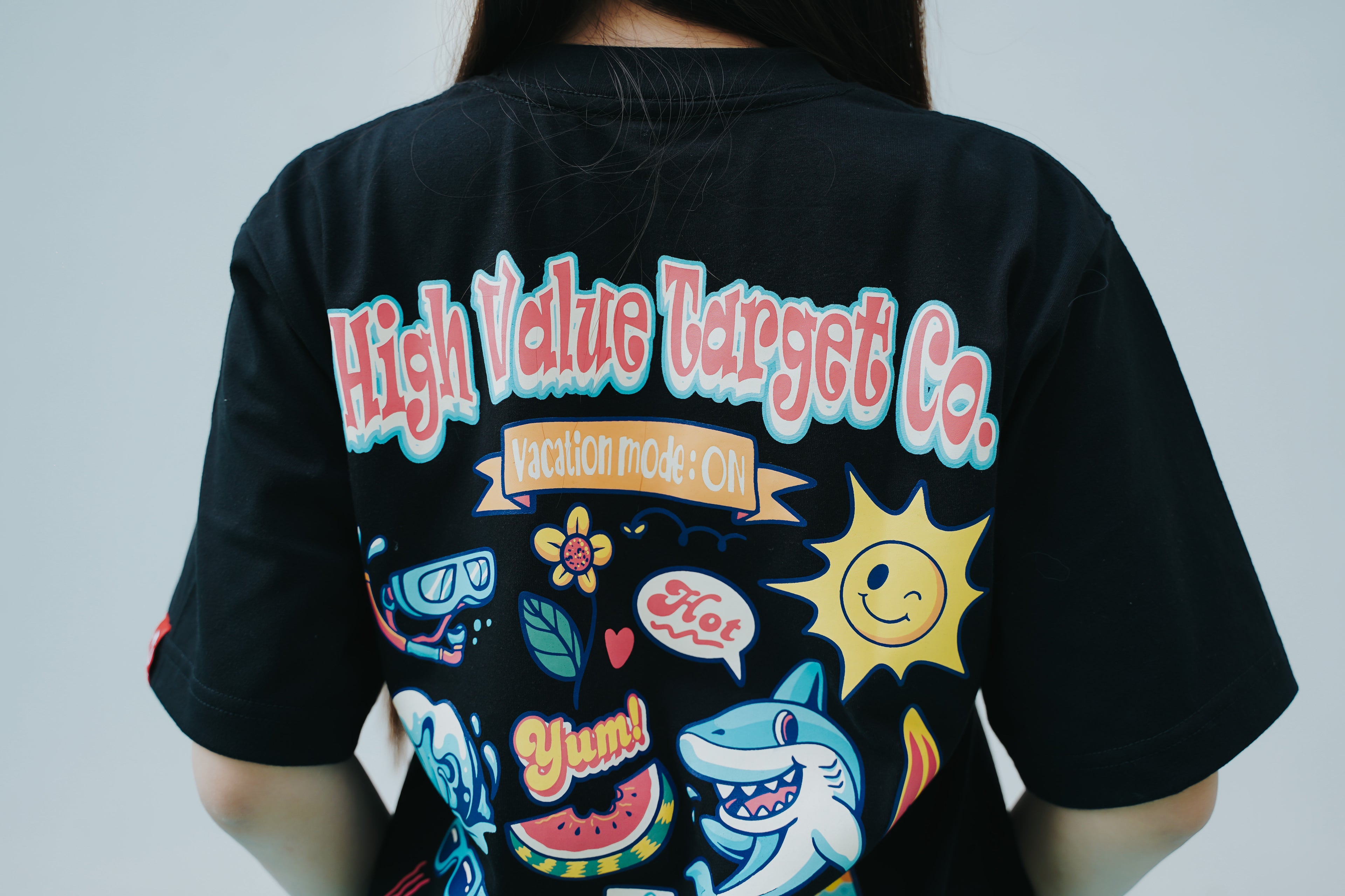 HIGH VALUE TARGET " HVT VACATION MODE ON" BLACK CVC Cotton Unisex T-SHIRT