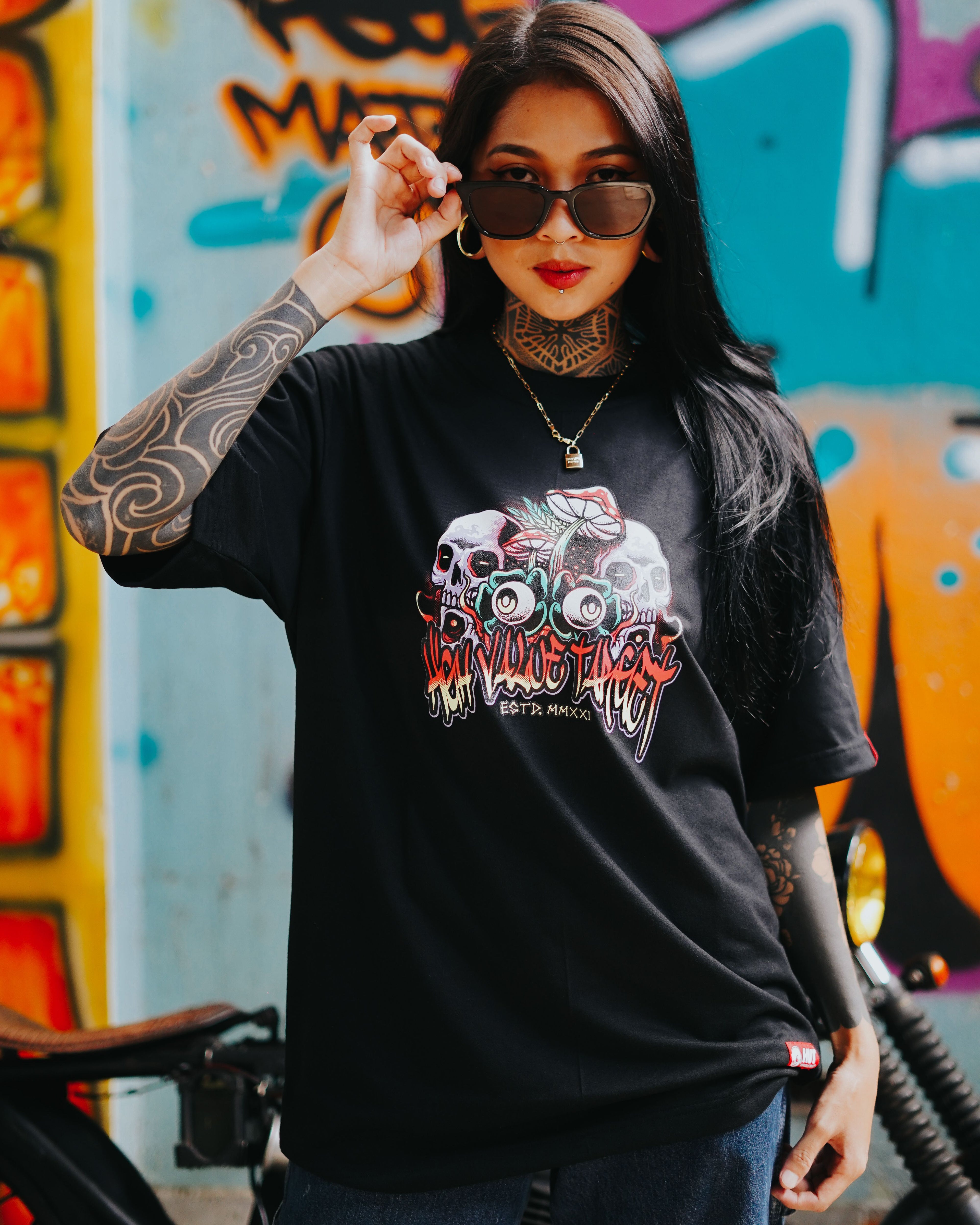 HIGH VALUE TARGET "ESCAPE LIFE" (Black) CVC Cotton T-Shirt - Small to 5XL sizes