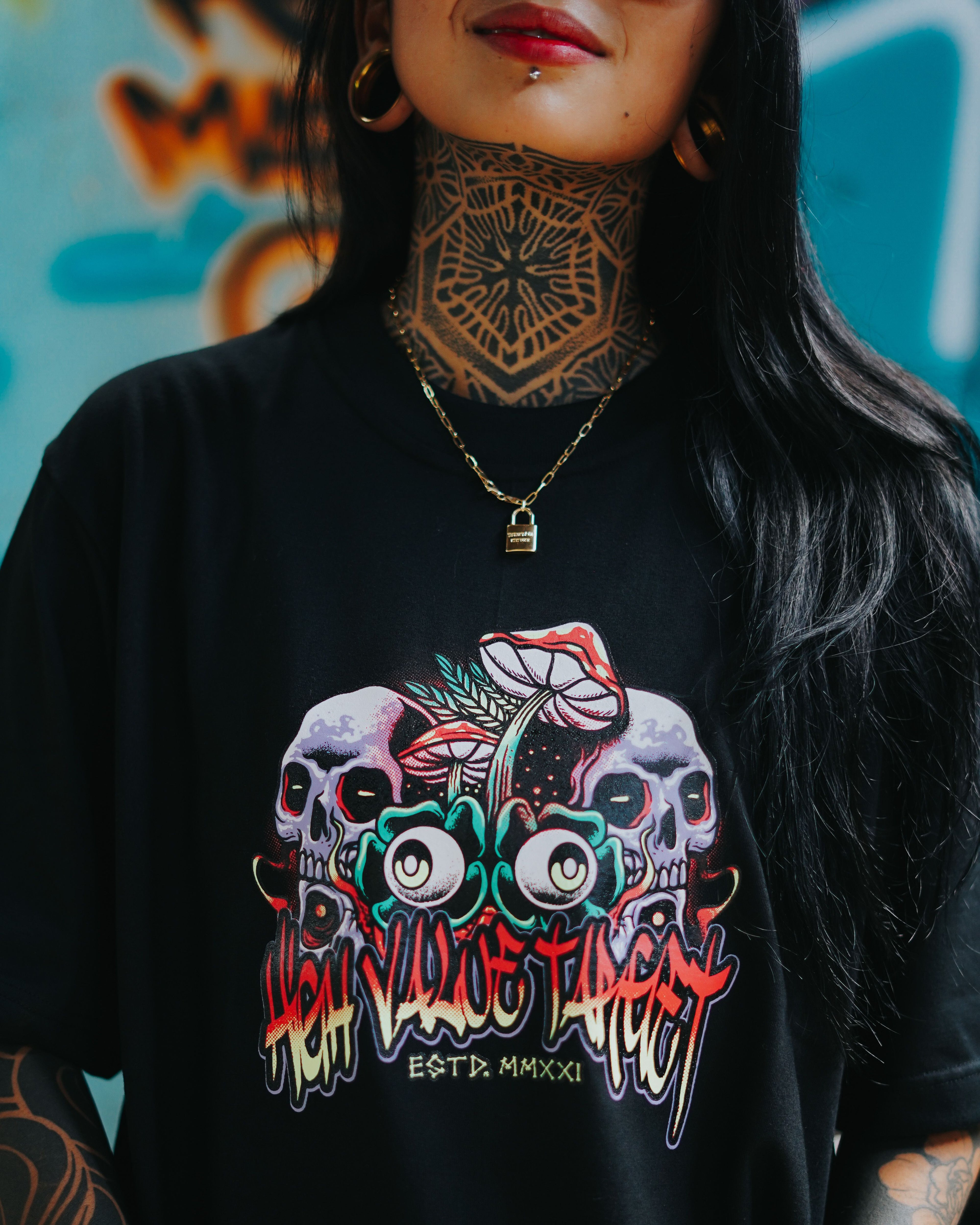 HIGH VALUE TARGET "ESCAPE LIFE" (Black) CVC Cotton T-Shirt - Small to 5XL sizes