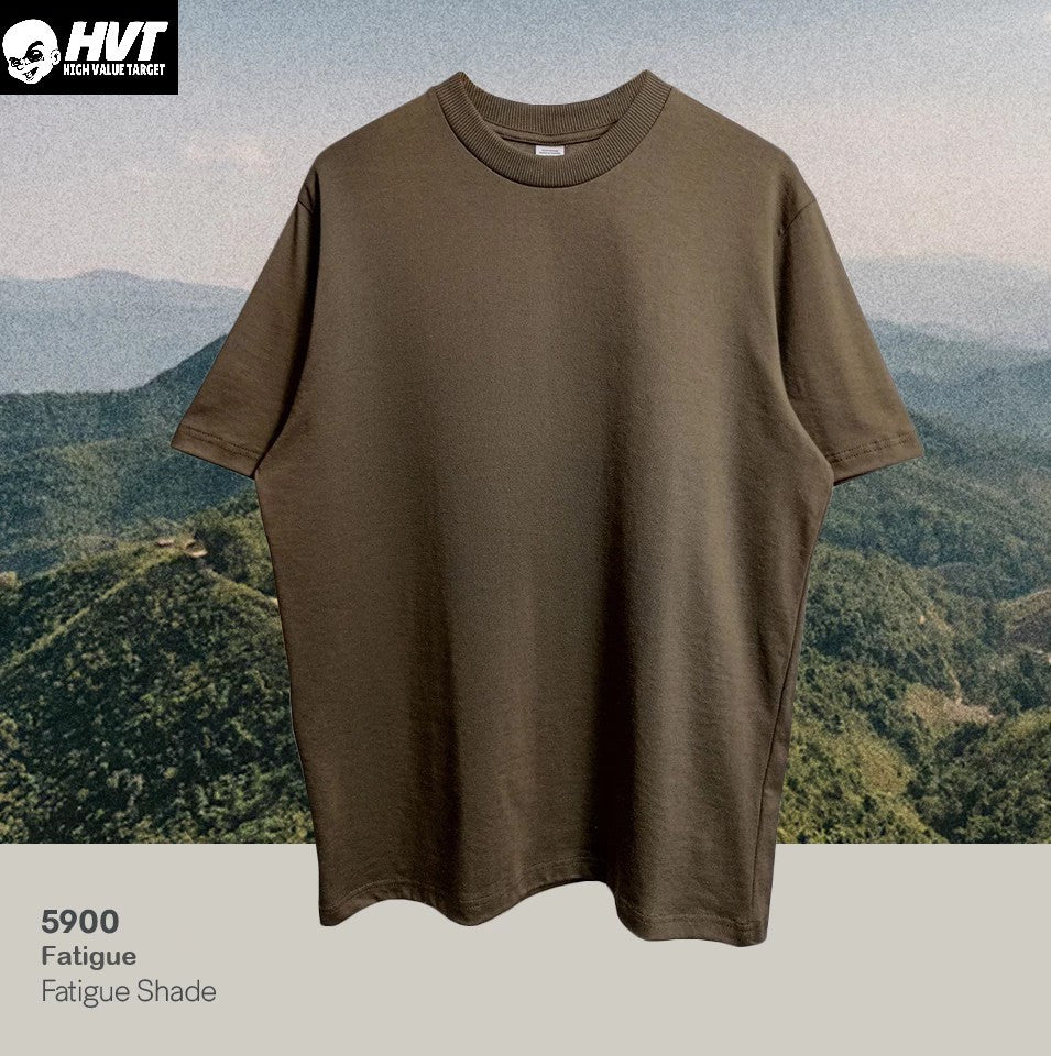 FATIGUE - HVT Premium Quality Oversized Plain Crewneck T-shirts - Unisex Heavy Hybrid Soft Cotton Shirts - Menswear and women Casual Tshirt