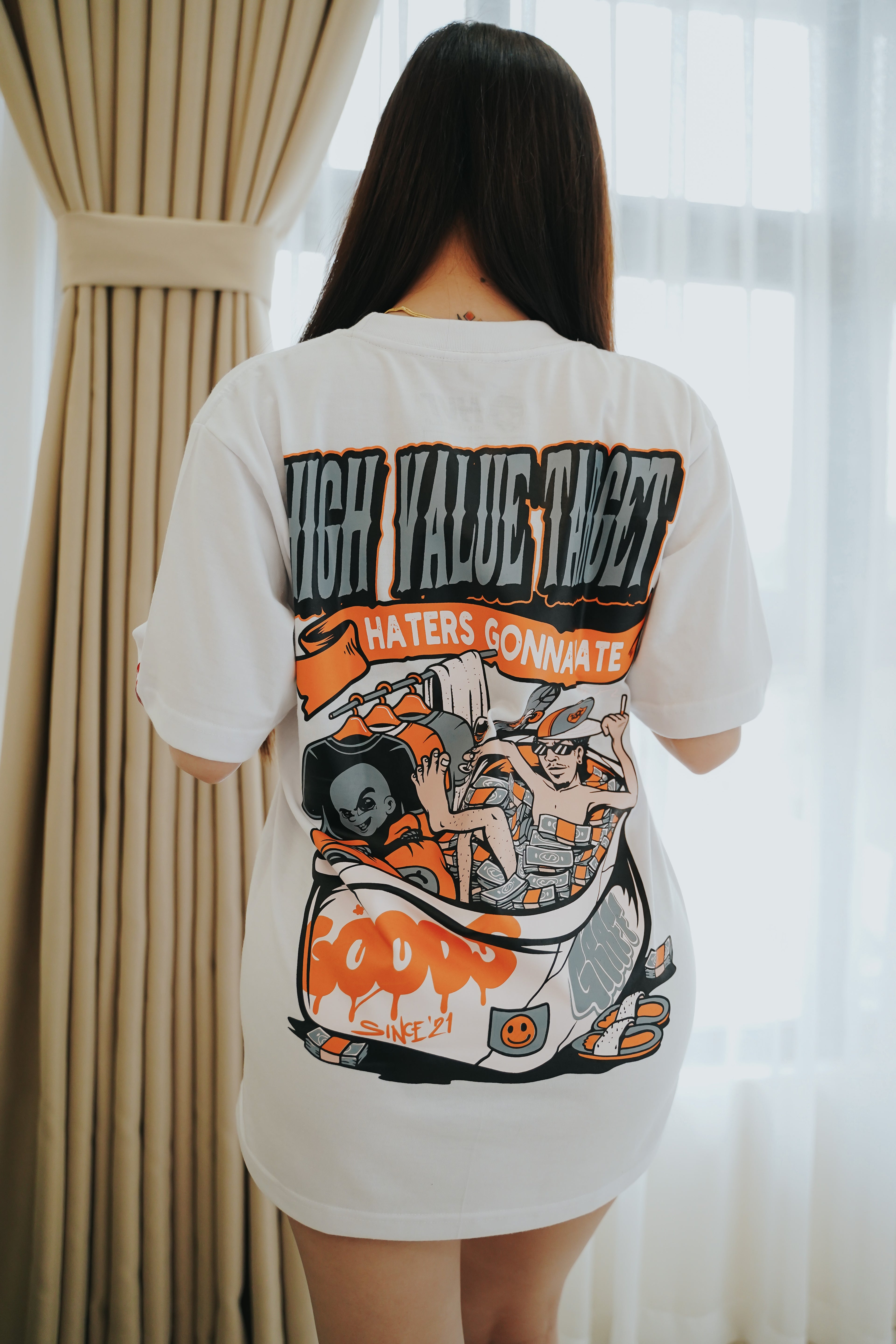 HIGH VALUE TARGET "HATERS GONNA HATE" WHITE CVC COTTON UNISEX T-SHIRT