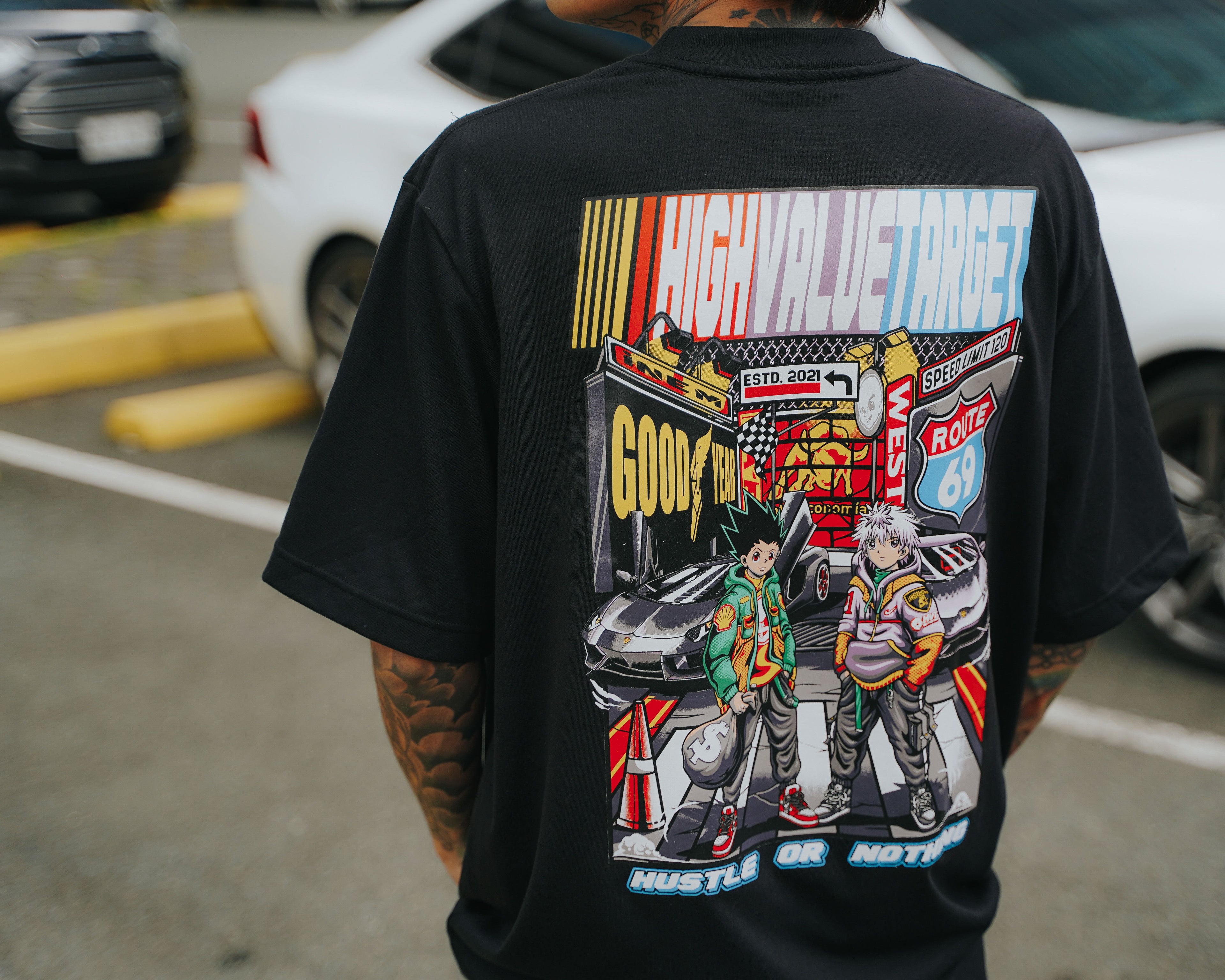 HIGH VALUE TARGET "HUSTLE or NOTHING" HUNTER X (BLACK) CVC PURE Cotton T-Shirt - UNISEX