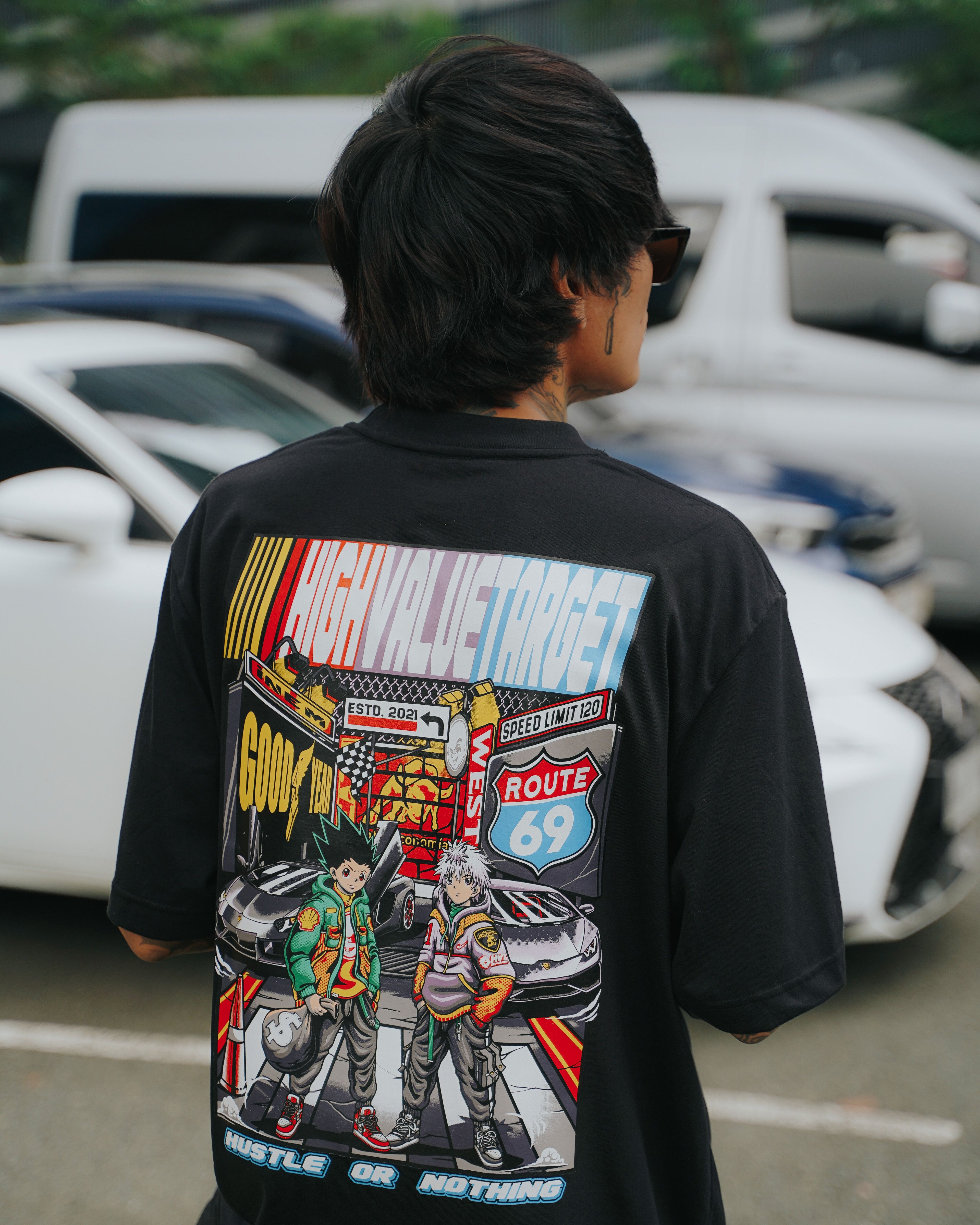 HIGH VALUE TARGET "HUSTLE or NOTHING" HUNTER X (BLACK) CVC PURE Cotton T-Shirt - UNISEX