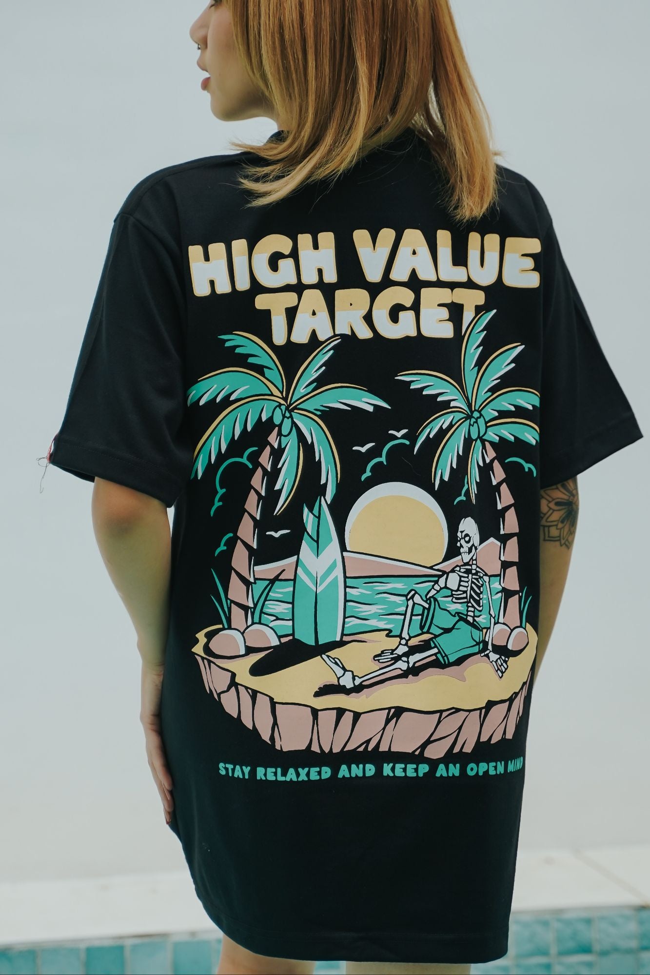 HIGH VALUE TARGET " HVT STAY RELAXED" BLACK CVC Cotton Unisex T-SHIRT