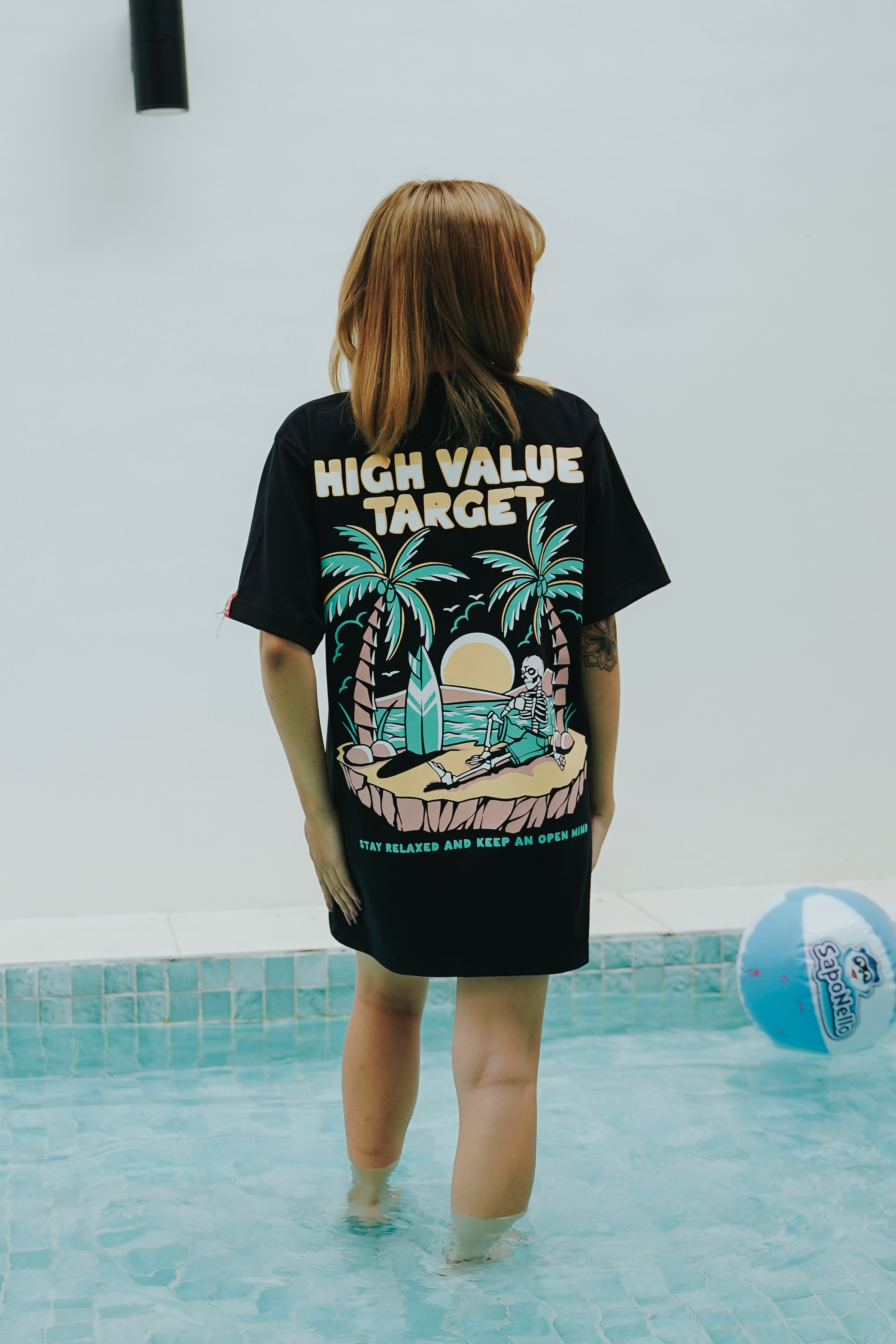 HIGH VALUE TARGET " HVT STAY RELAXED" BLACK CVC Cotton Unisex T-SHIRT