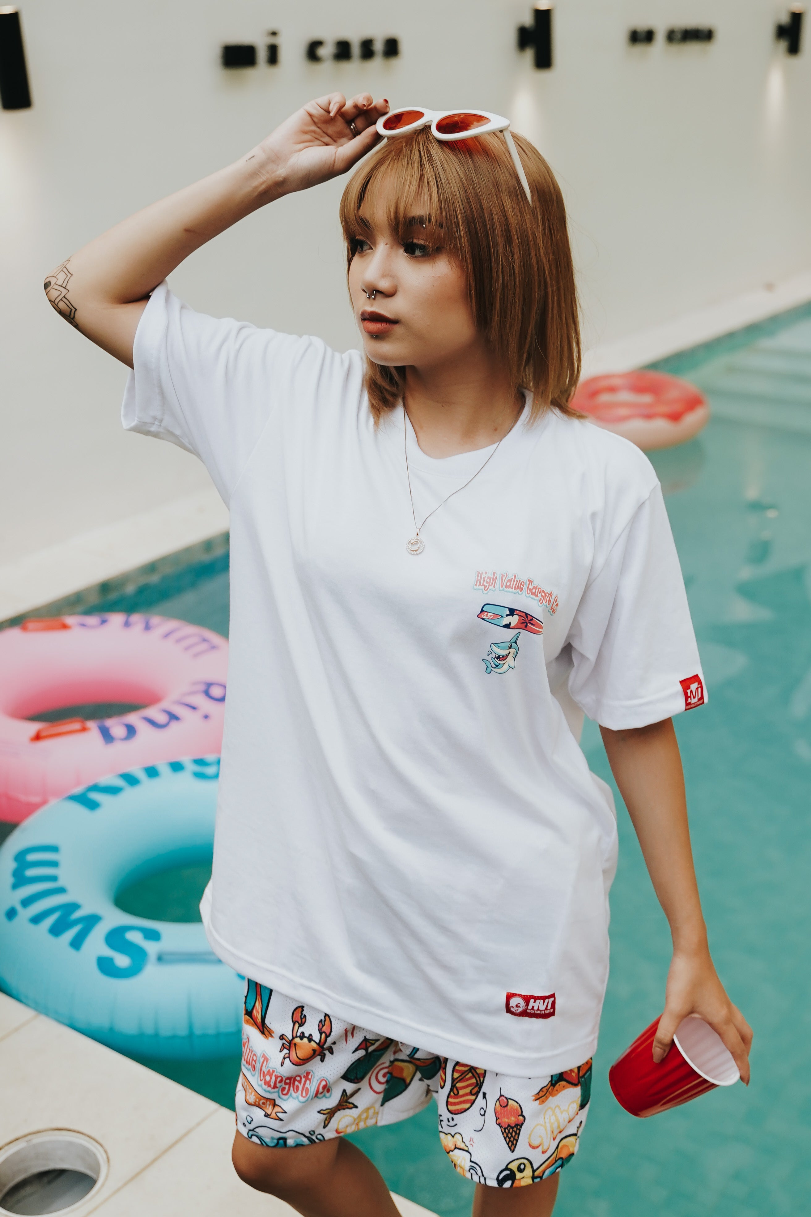 HIGH VALUE TARGET " HVT VACATION MODE ON" WHITE CVC Cotton Unisex T-SHIRT UNISEX