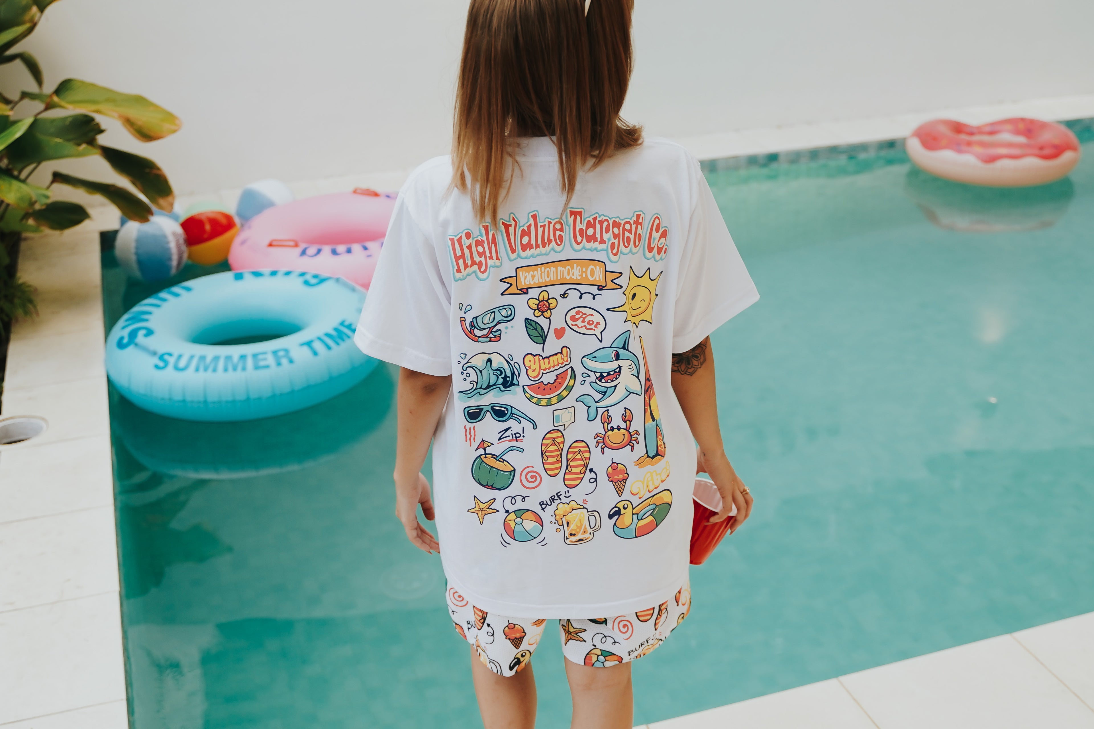 HIGH VALUE TARGET " HVT VACATION MODE ON" WHITE CVC Cotton Unisex T-SHIRT UNISEX