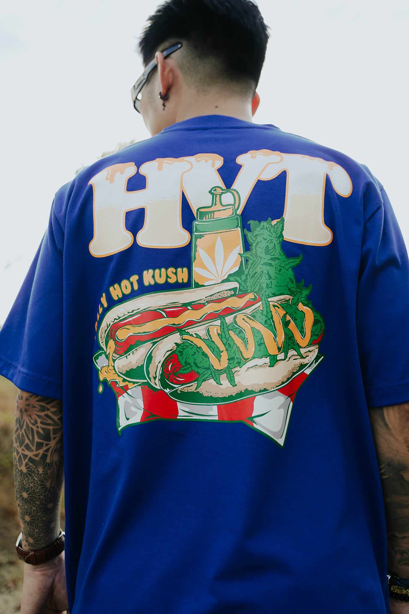 HIGH VALUE TARGET "JOLLY HOT KUSH" Blue CVC Cotton Unisex T-Shirt