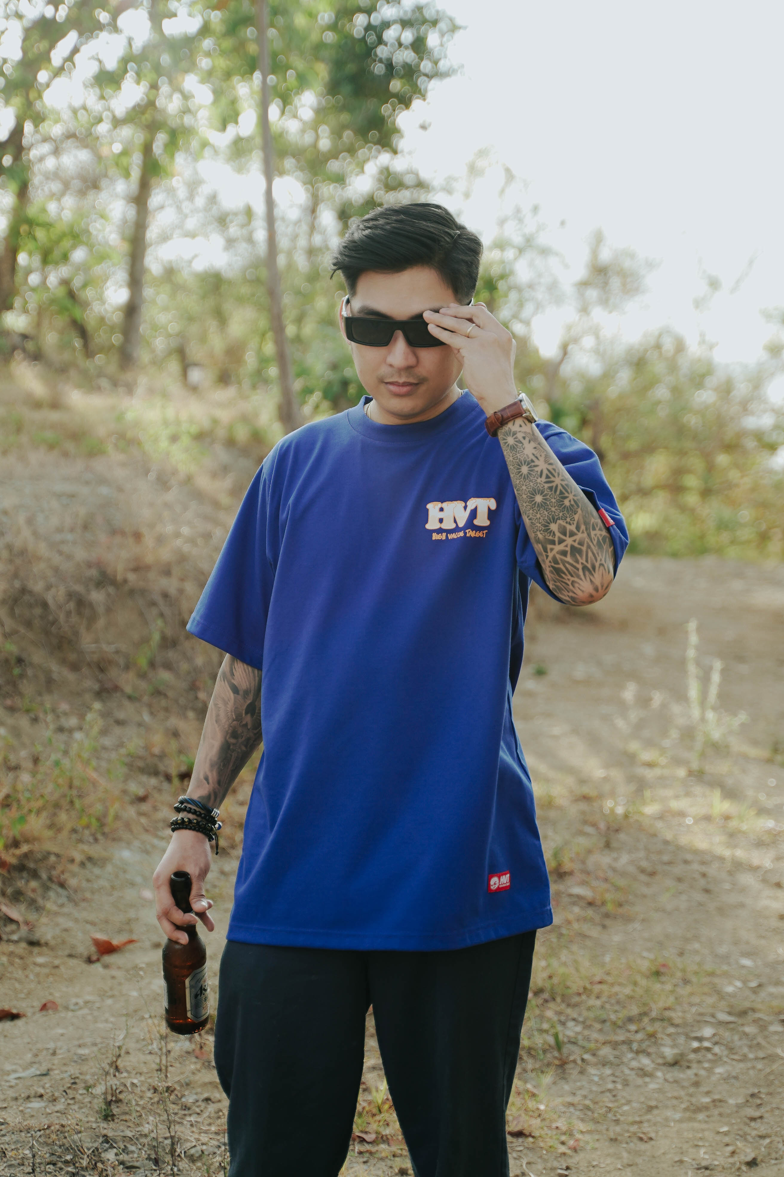 HIGH VALUE TARGET "JOLLY HOT KUSH" Blue CVC Cotton Unisex T-Shirt