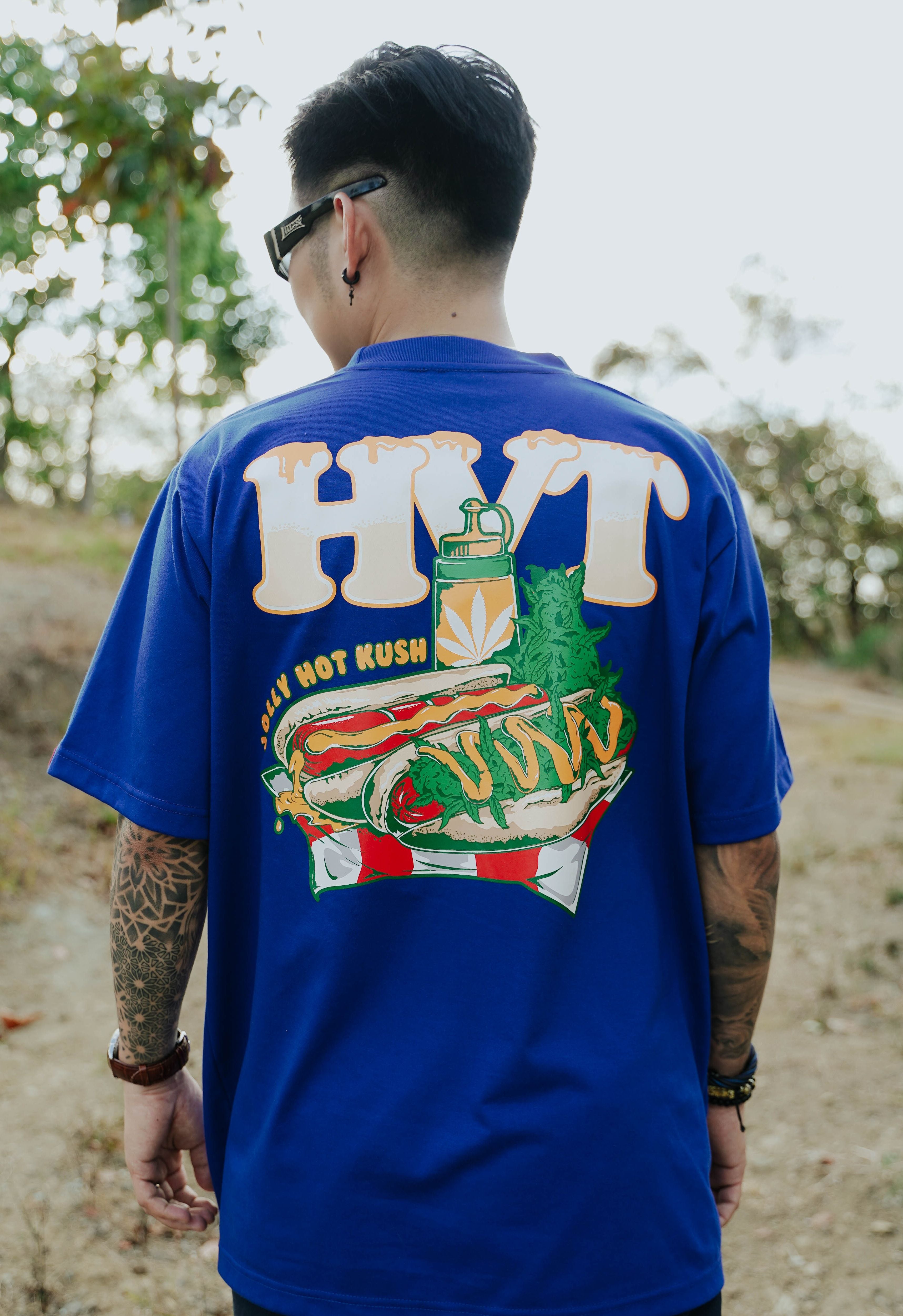 HIGH VALUE TARGET "JOLLY HOT KUSH" Blue CVC Cotton Unisex T-Shirt