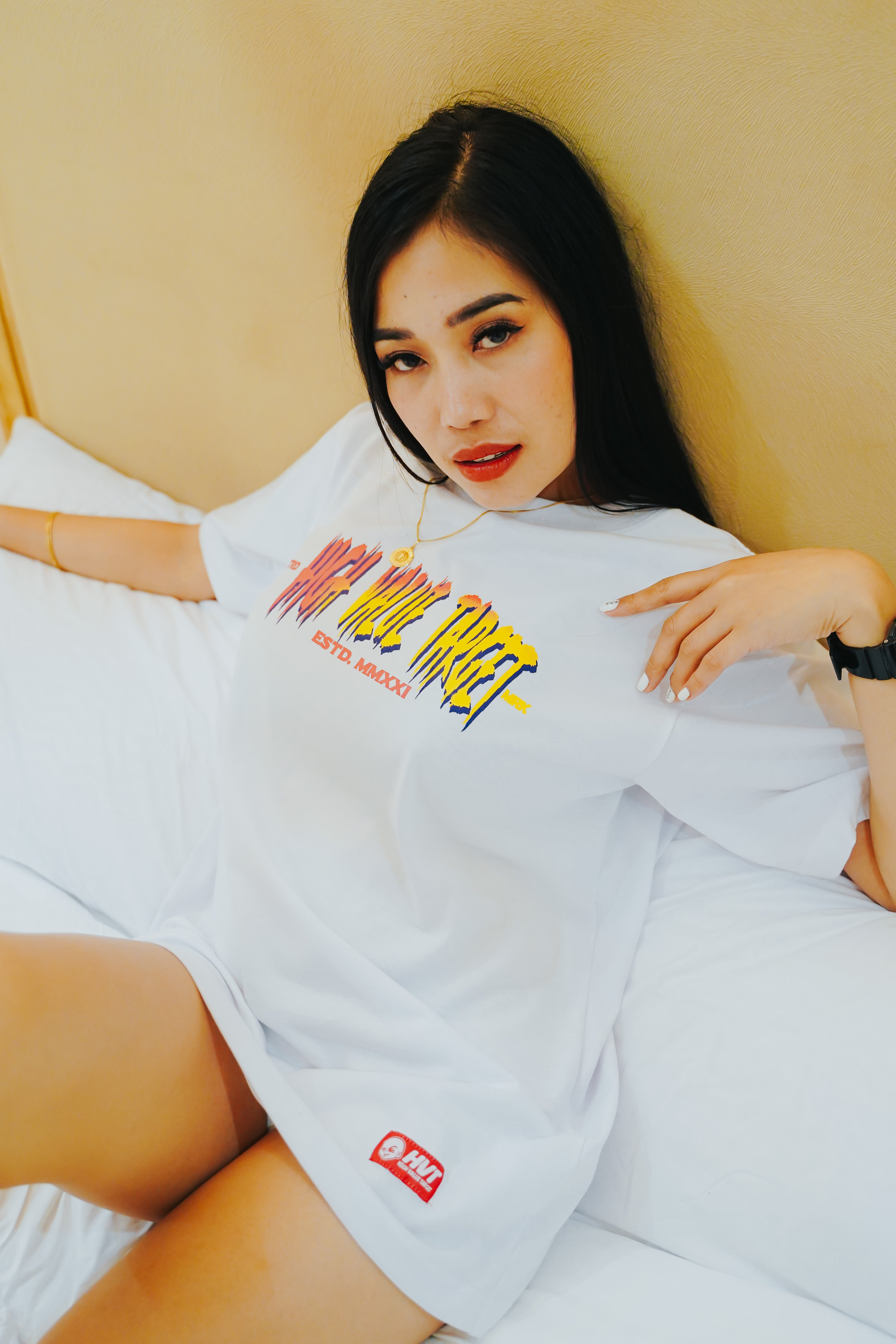HIGH VALUE TARGET "KEEP YOUR HUSTLE BURNING" WHITE CVC COTTON UNISEX T-SHIRT
