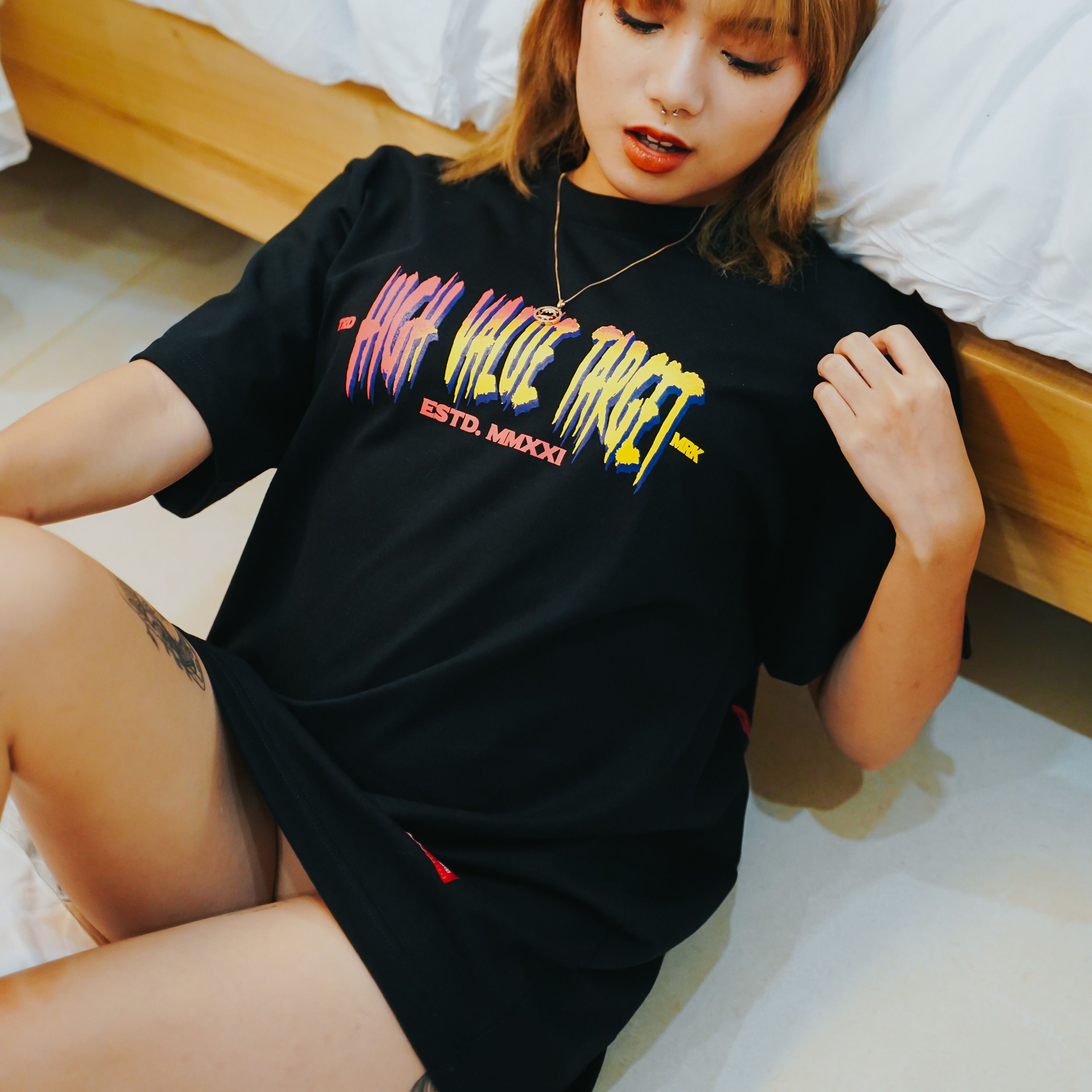 HIGH VALUE TARGET "KEEP YOUR HUSTLE BURNING" BLACK CVC COTTON UNISEX T-SHIRT