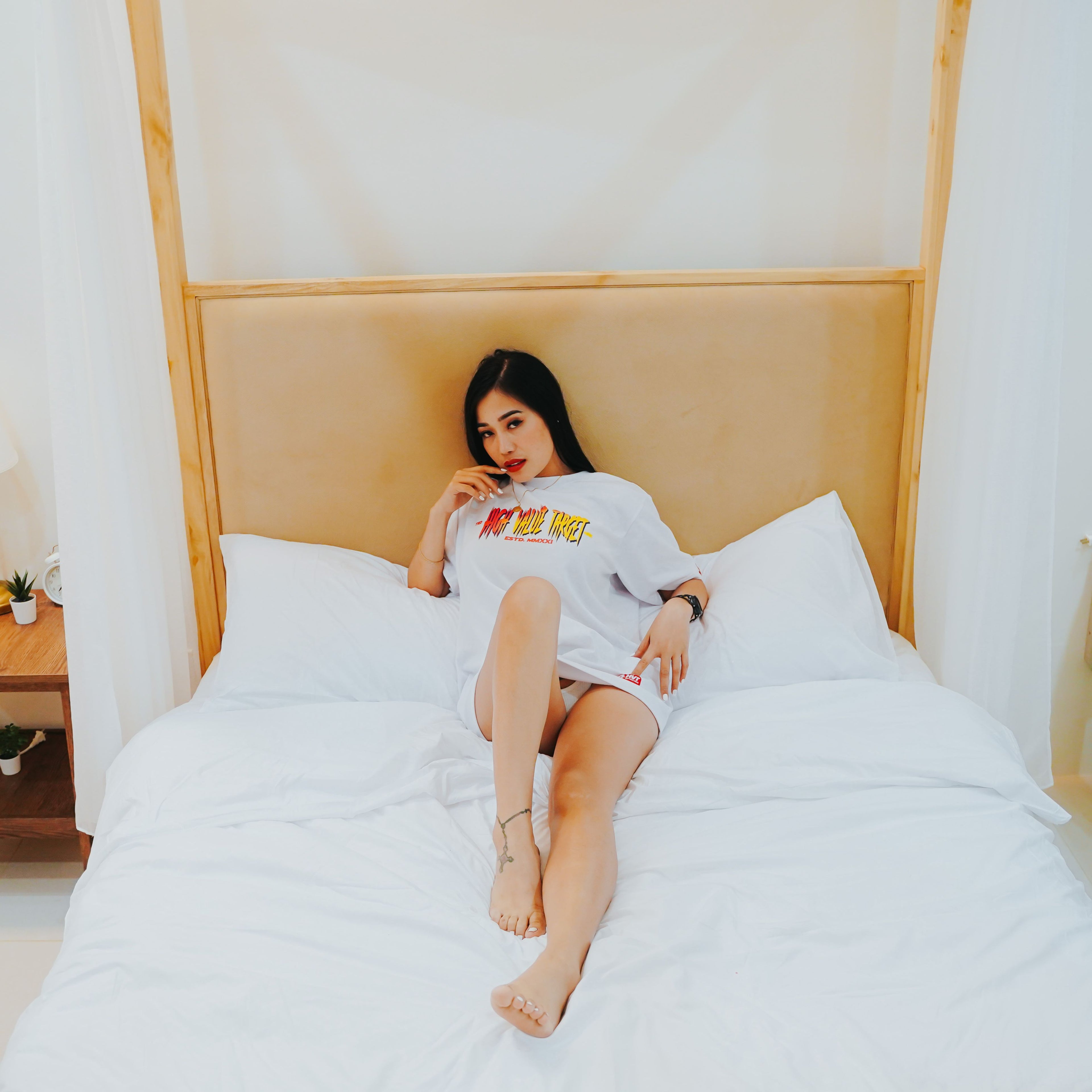 HIGH VALUE TARGET "KEEP YOUR HUSTLE BURNING" WHITE CVC COTTON UNISEX T-SHIRT