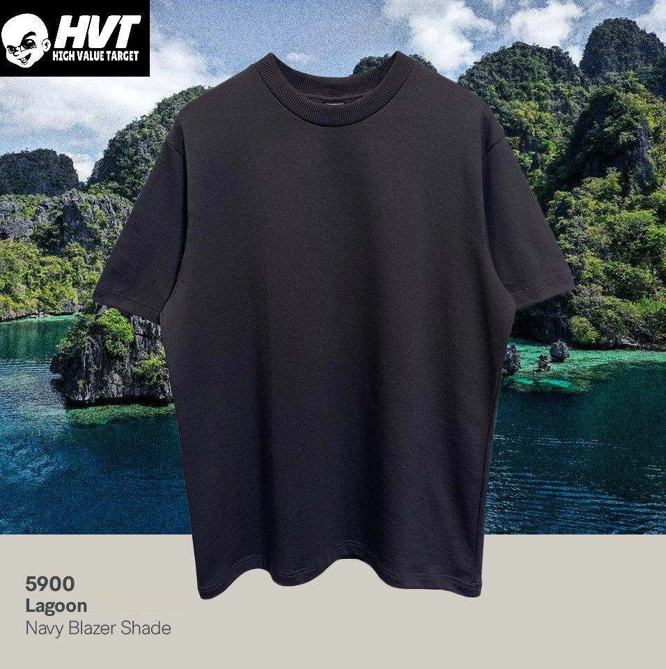LAGOON - HVT Premium Quality Oversized Plain Crewneck T-shirts - Unisex Heavy Hybrid Soft Cotton Shirts - Menswear and women Casual Tshirt