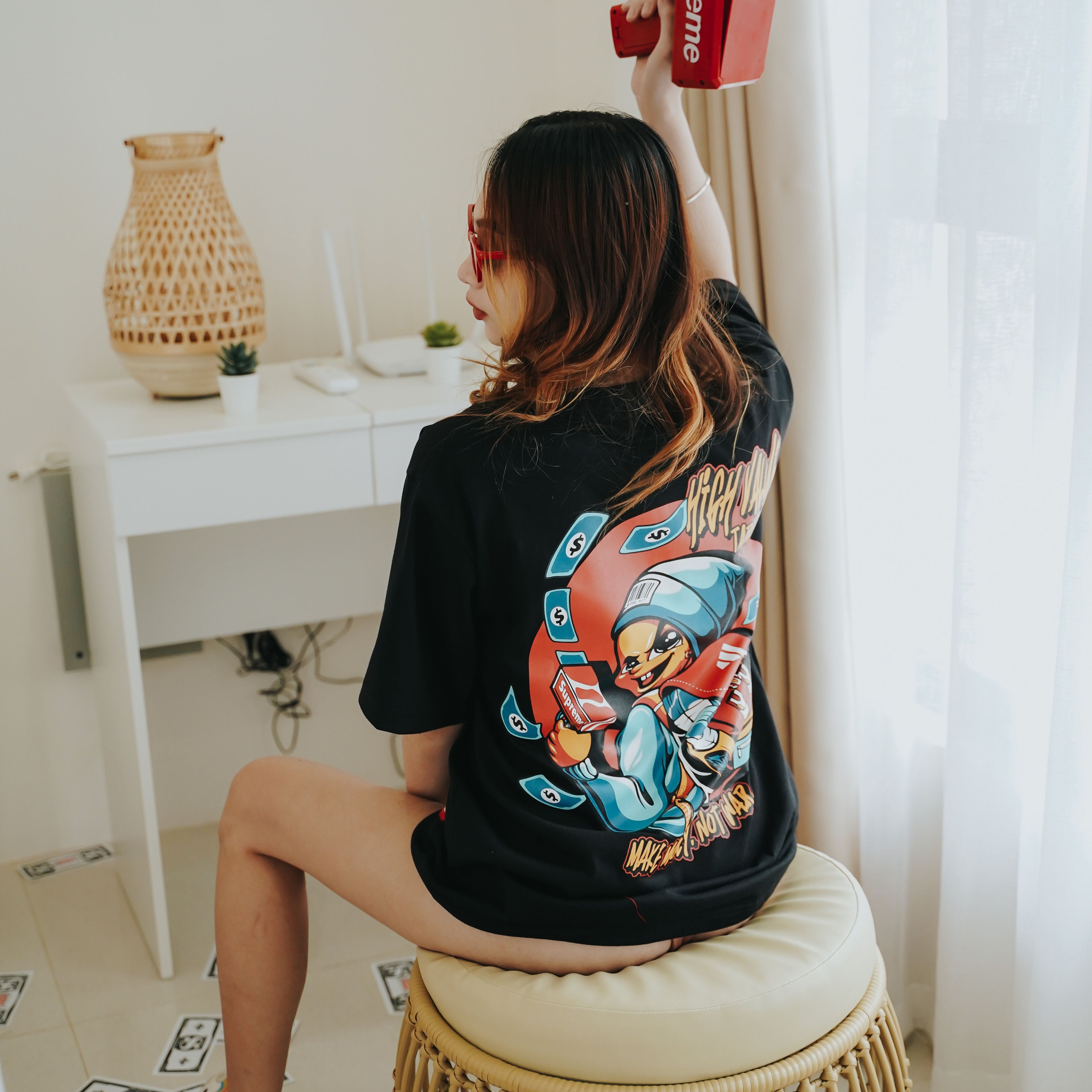 HIGH VALUE TARGET "MAKE MONEY. NOT WAR." BLACK CVC COTTON UNISEX T-SHIRT