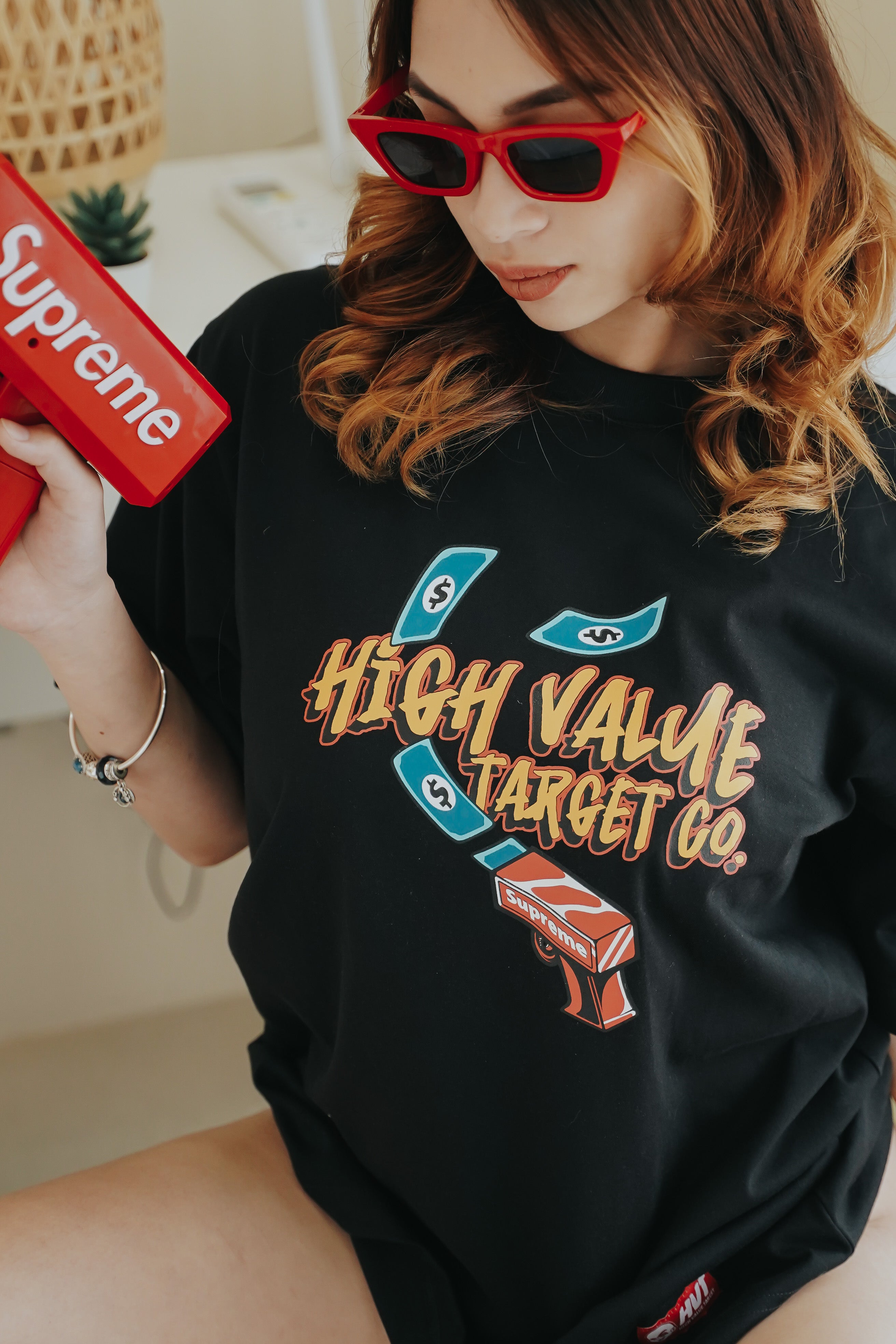 HIGH VALUE TARGET "MAKE MONEY. NOT WAR." BLACK CVC COTTON UNISEX T-SHIRT