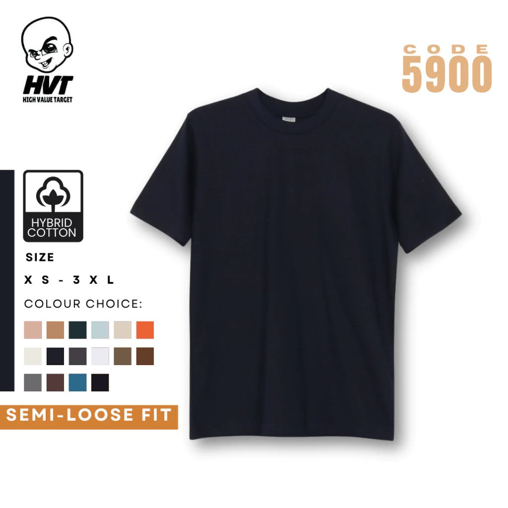 MIDNIGHT BLUE - HVT Premium Quality Oversized Plain Crewneck T-shirts - Unisex Heavy Hybrid Soft Cotton Shirts - Menswear and women Casual Tshirt