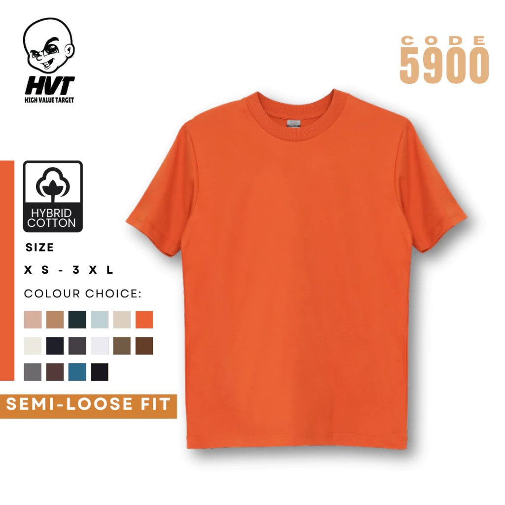 ORANGE - HVT Premium Quality Oversized Plain Crewneck T-shirts - Unisex Heavy Hybrid Soft Cotton Shirts - Menswear and women Casual Tshirt