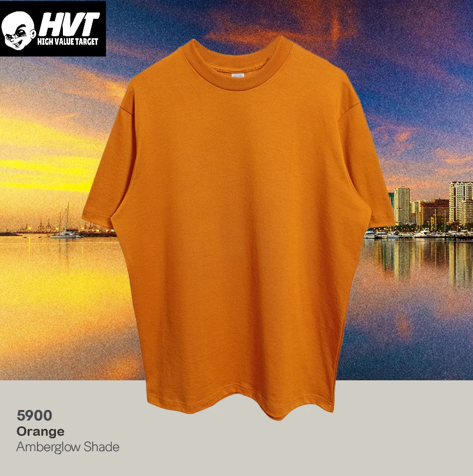 ORANGE - HVT Premium Quality Oversized Plain Crewneck T-shirts - Unisex Heavy Hybrid Soft Cotton Shirts - Menswear and women Casual Tshirt