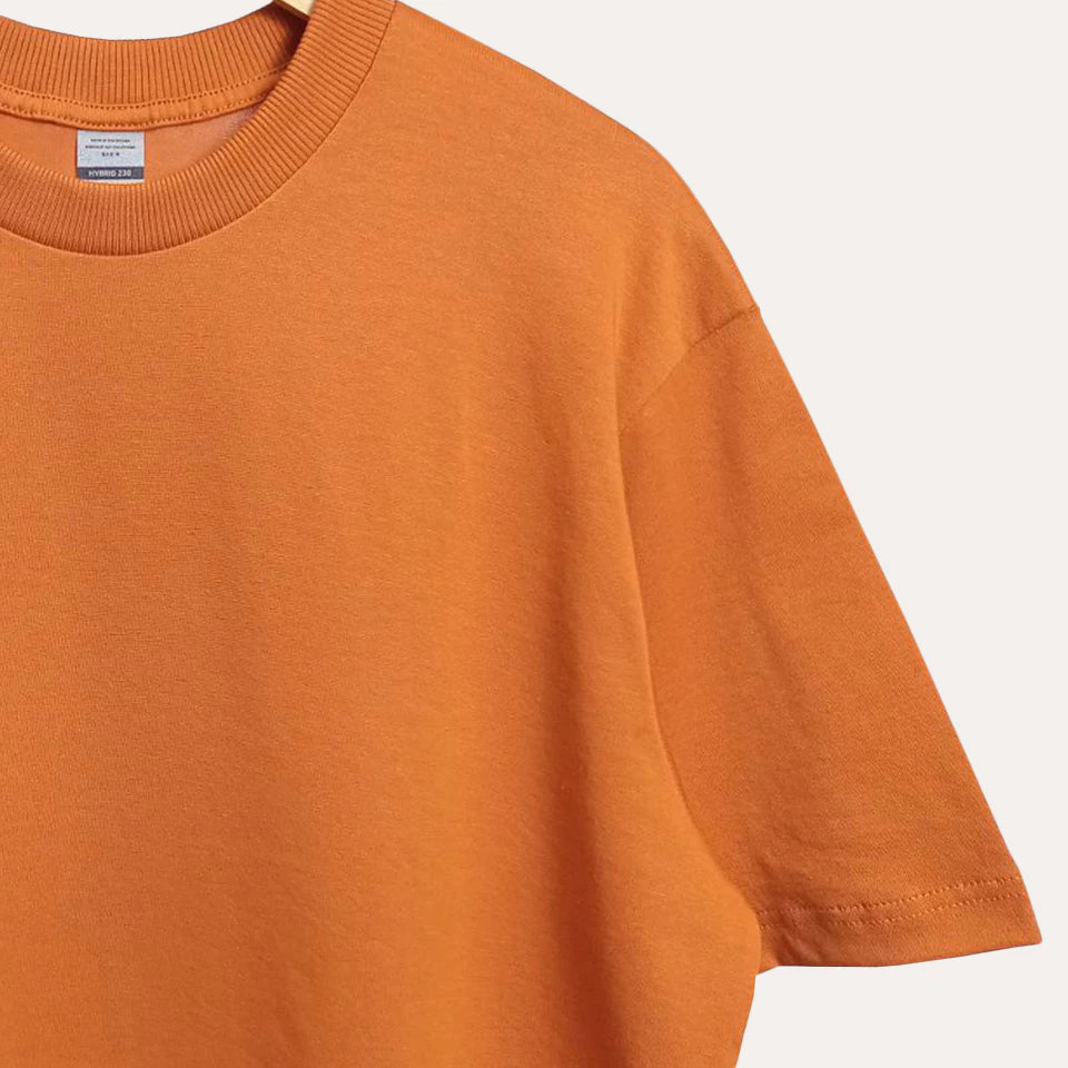 ORANGE - HVT Premium Quality Oversized Plain Crewneck T-shirts - Unisex Heavy Hybrid Soft Cotton Shirts - Menswear and women Casual Tshirt