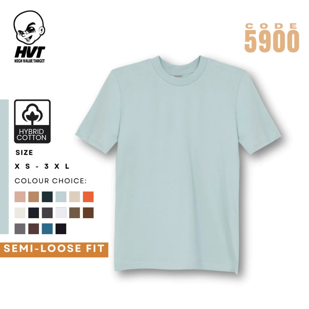 PALE BLUE - HVT Premium Quality Oversized Plain Crewneck T-shirts - Unisex Heavy Hybrid Soft Cotton Shirts - Menswear and women Casual Tshirt