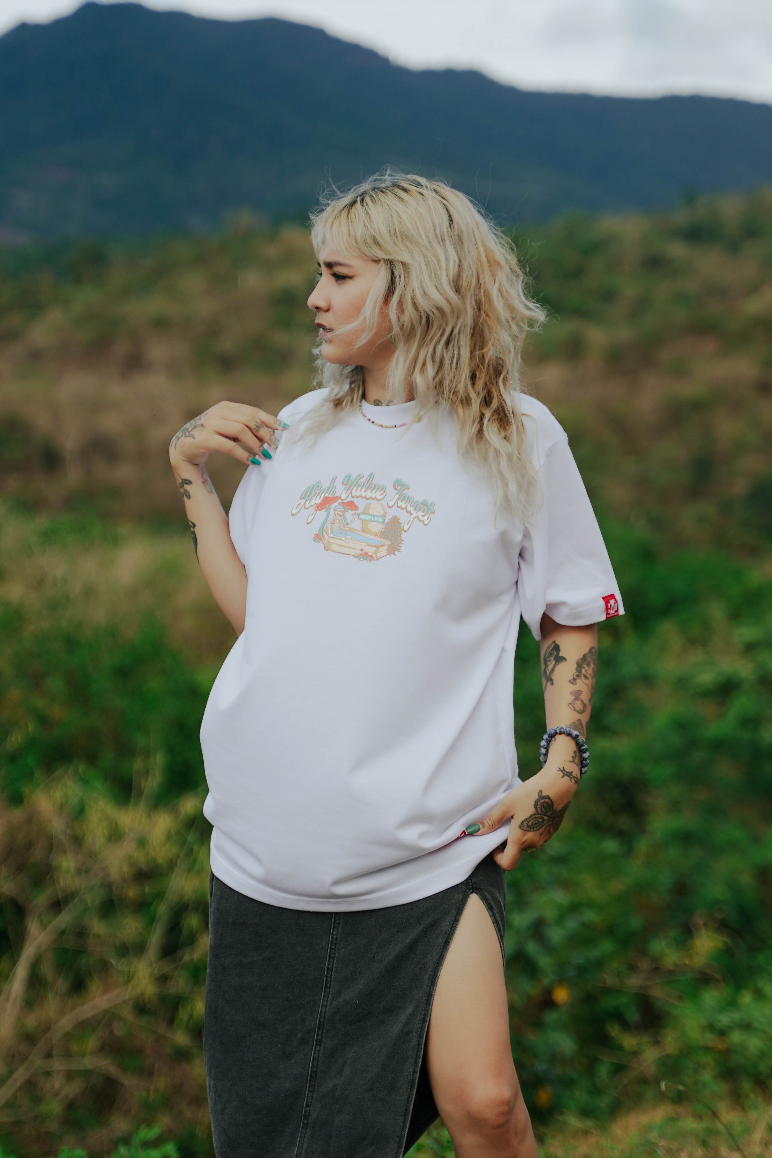 HIGH VALUE TARGET "REST N' CHILL " White CVC Cotton Unisex T-Shirt