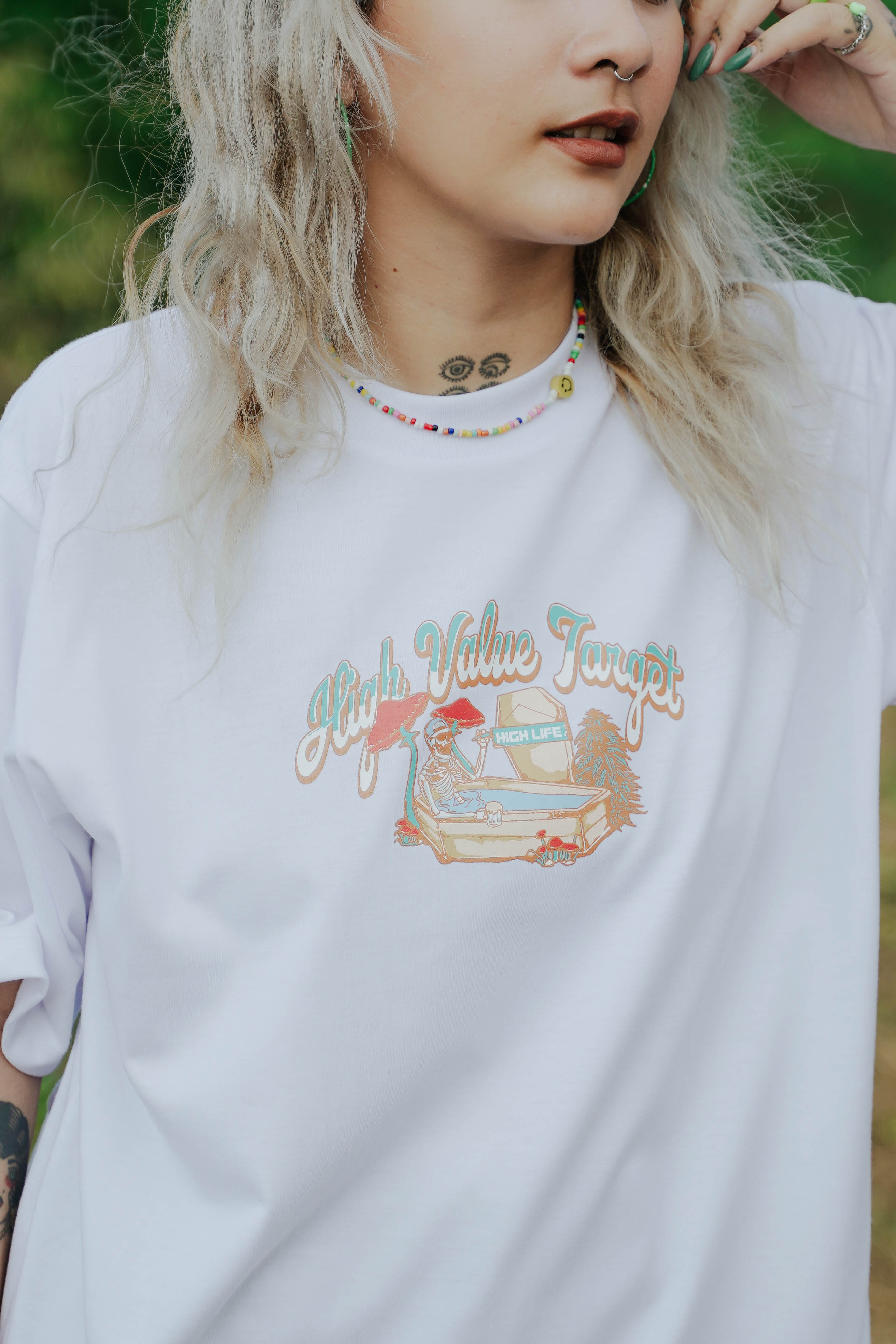 HIGH VALUE TARGET "REST N' CHILL " White CVC Cotton Unisex T-Shirt