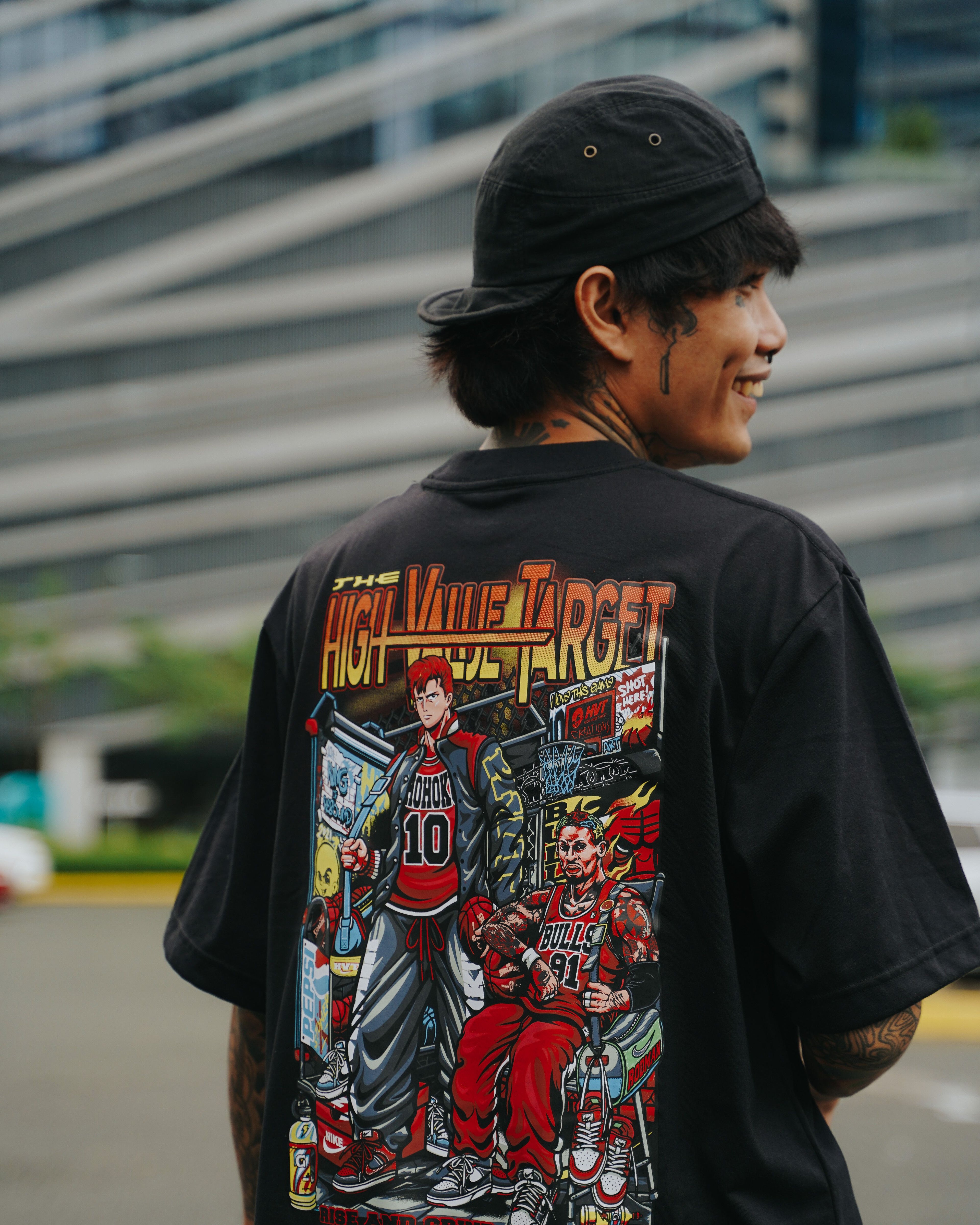 HIGH VALUE TARGET "RISE AND GRIND" SAKURAGI & RODMAN (BLACK) CVC Cotton T-Shirt - UNISEX