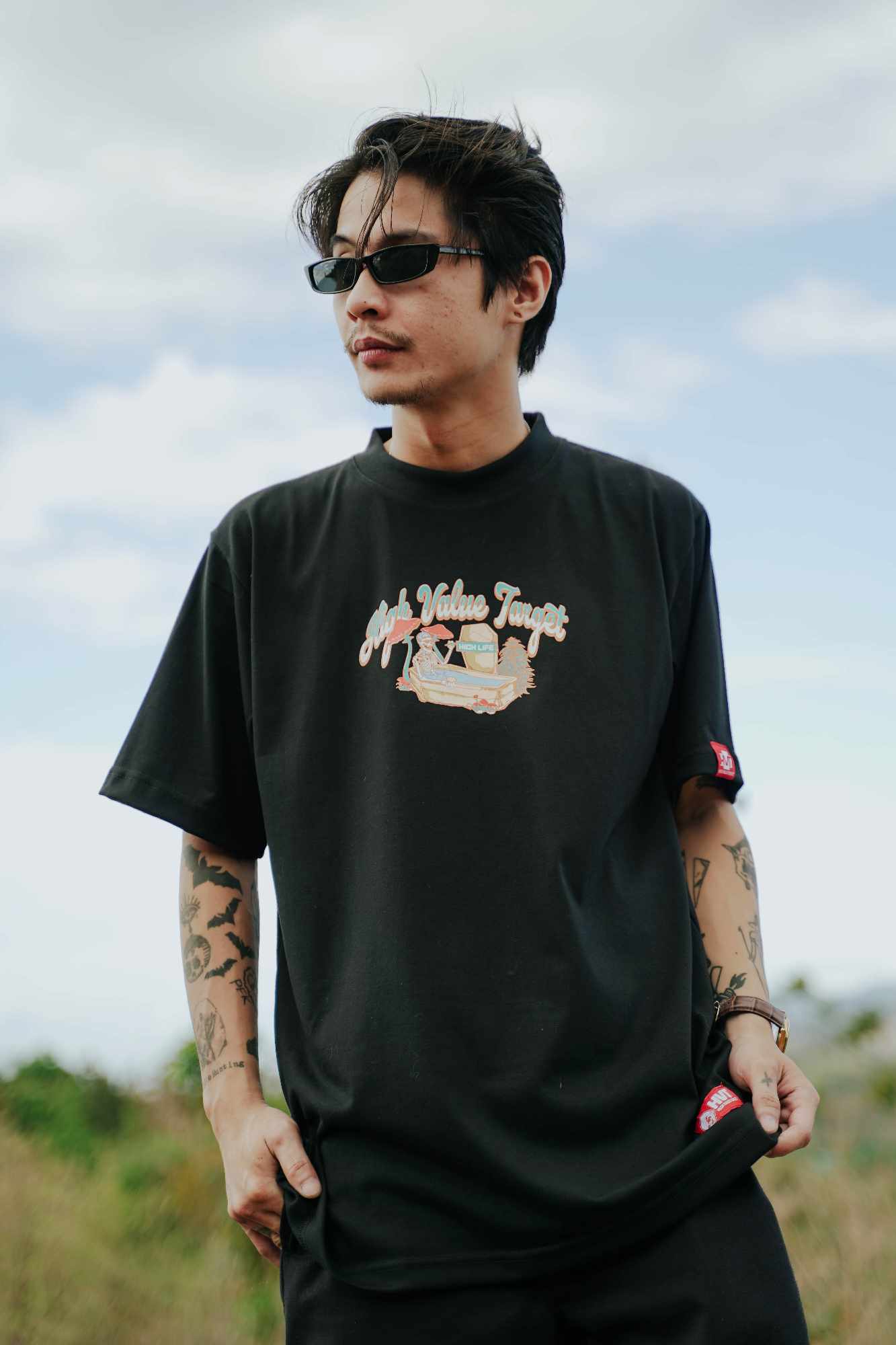 HIGH VALUE TARGET "REST N' CHILL " Black CVC Cotton Unisex T-Shirt