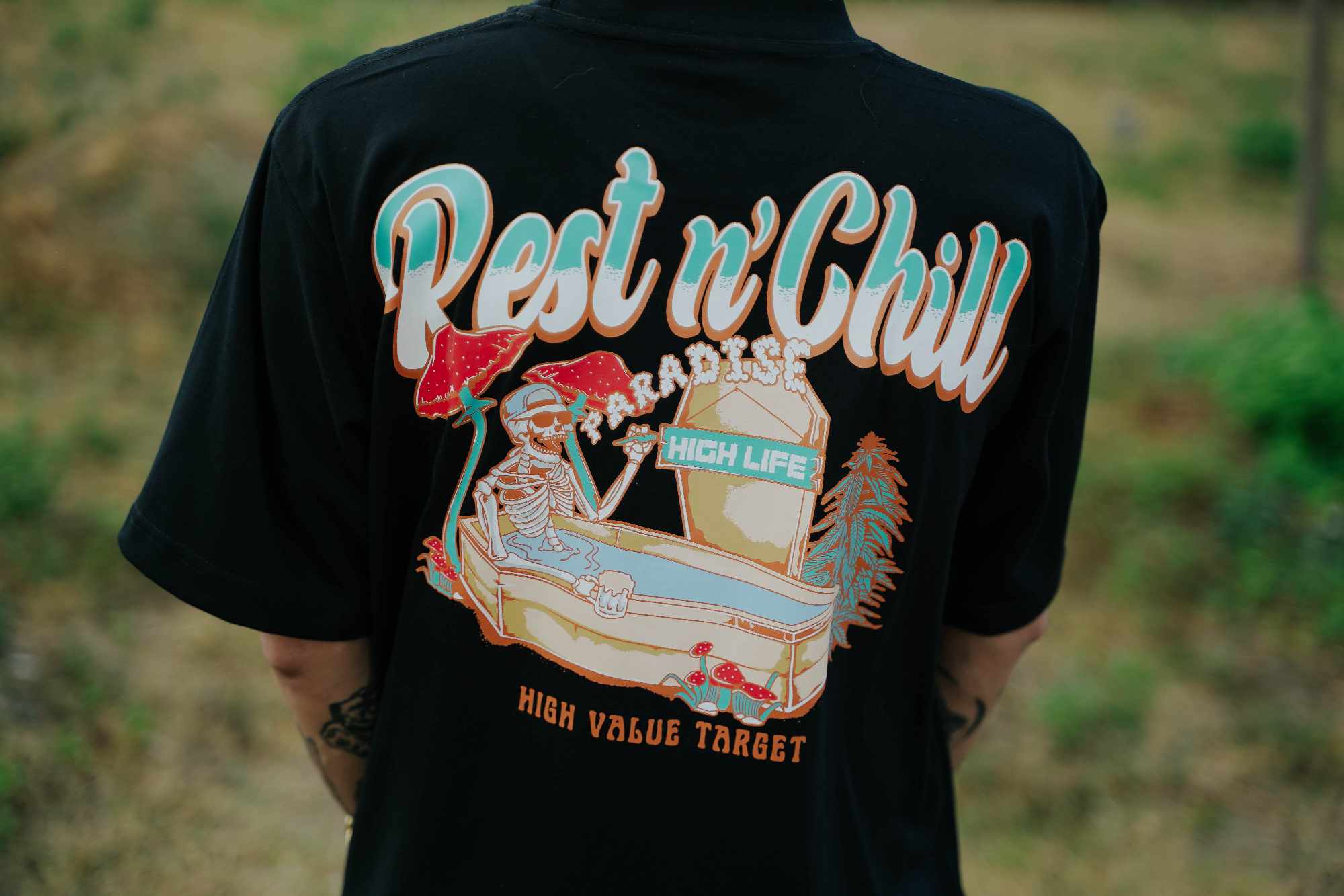 HIGH VALUE TARGET "REST N' CHILL " Black CVC Cotton Unisex T-Shirt