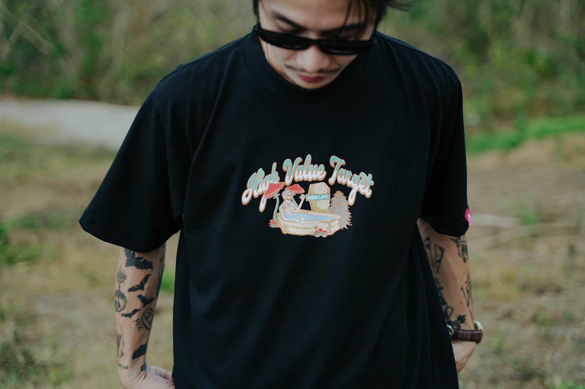 HIGH VALUE TARGET "REST N' CHILL " Black CVC Cotton Unisex T-Shirt