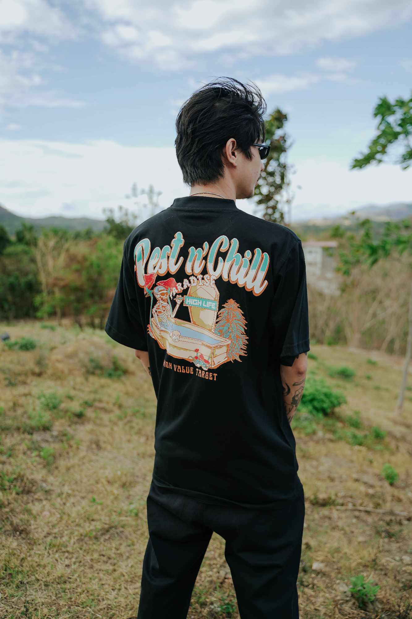 HIGH VALUE TARGET "REST N' CHILL " Black CVC Cotton Unisex T-Shirt