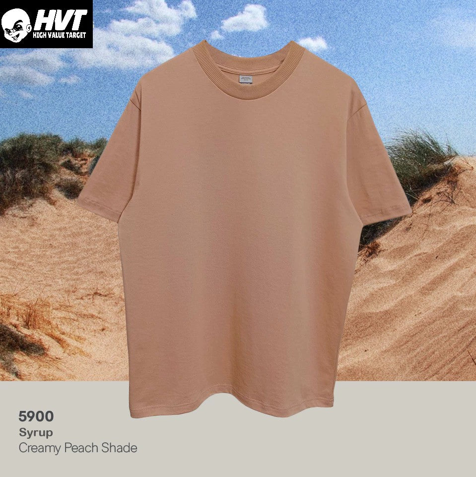 SYRUP - HVT Premium Quality Oversized Plain Crewneck T-shirts - Unisex Heavy Hybrid Soft Cotton Shirts - Menswear and women Casual Tshirt