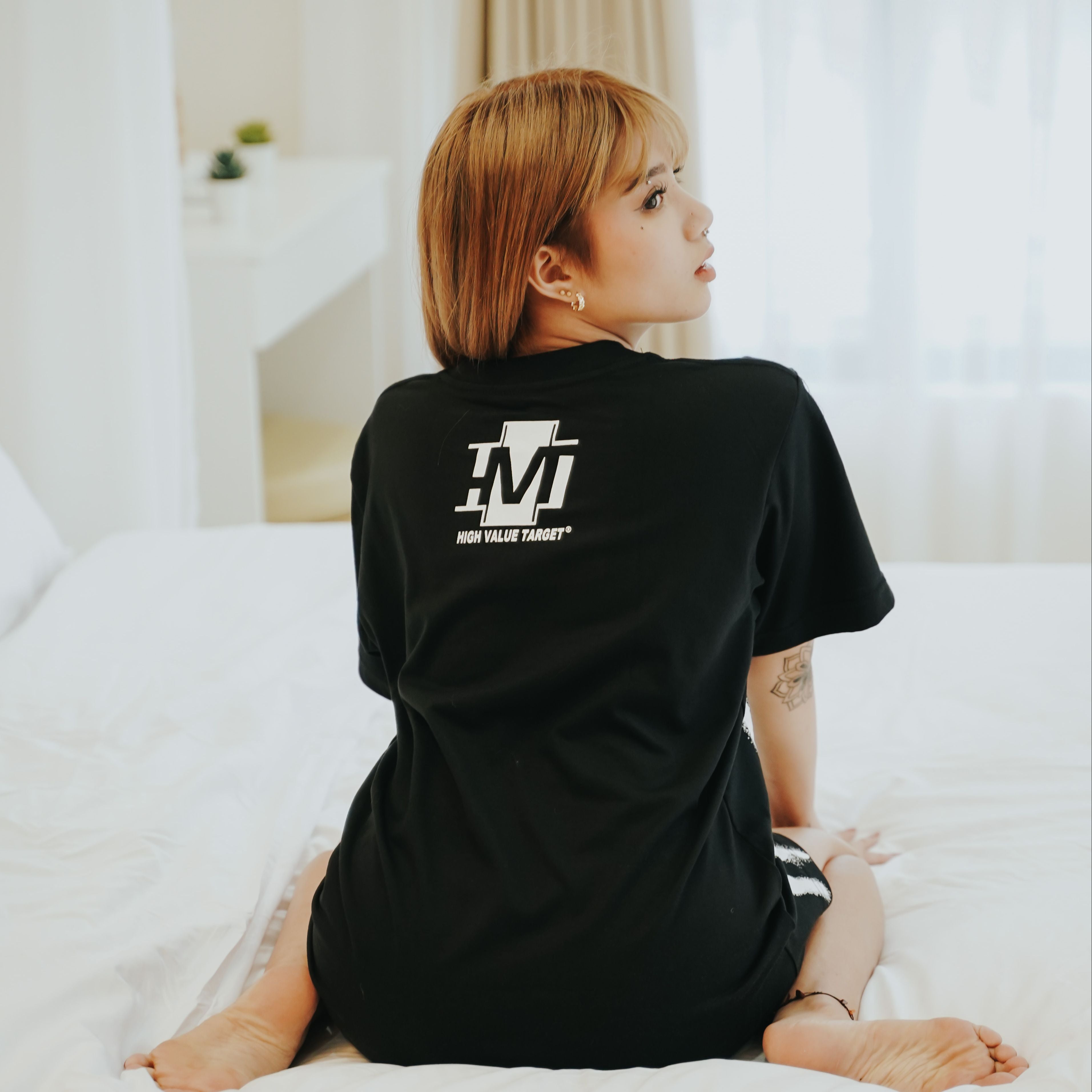 HIGH VALUE TARGET "SPRAY PAINT BIG PRINT" BLACK CVC COTTON UNISEX T-SHIRT