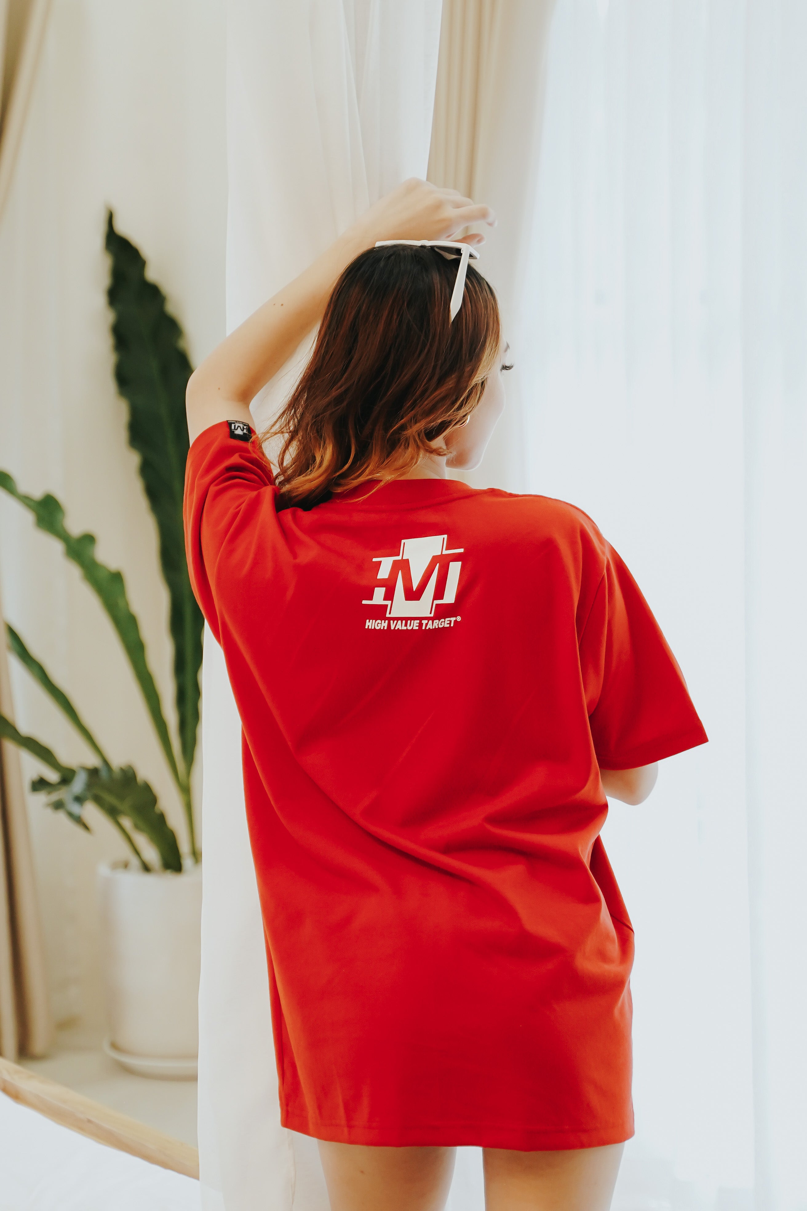 HIGH VALUE TARGET "SPRAY PAINT BIG PRINT" RED CVC COTTON UNISEX T-SHIRT