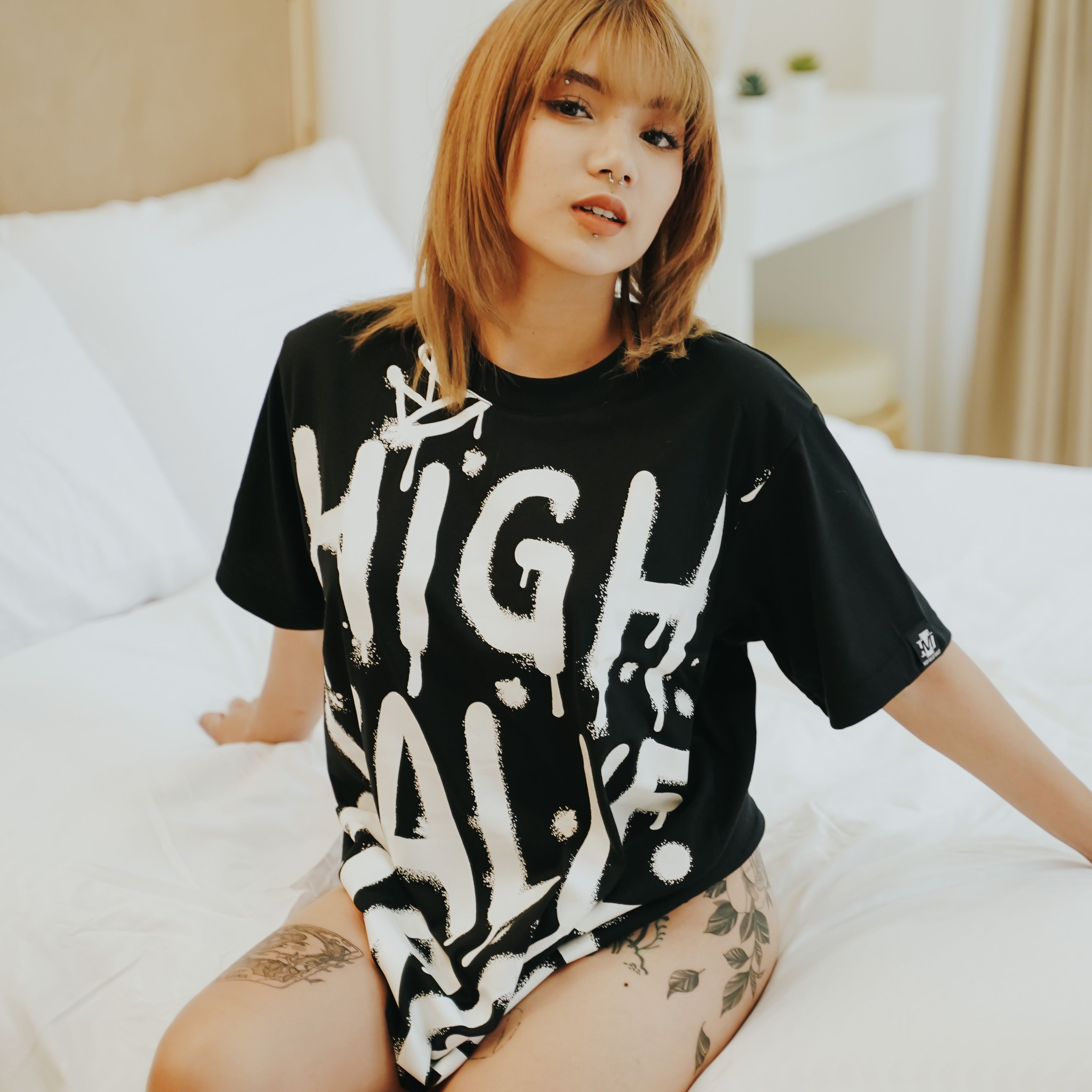 HIGH VALUE TARGET "SPRAY PAINT BIG PRINT" BLACK CVC COTTON UNISEX T-SHIRT