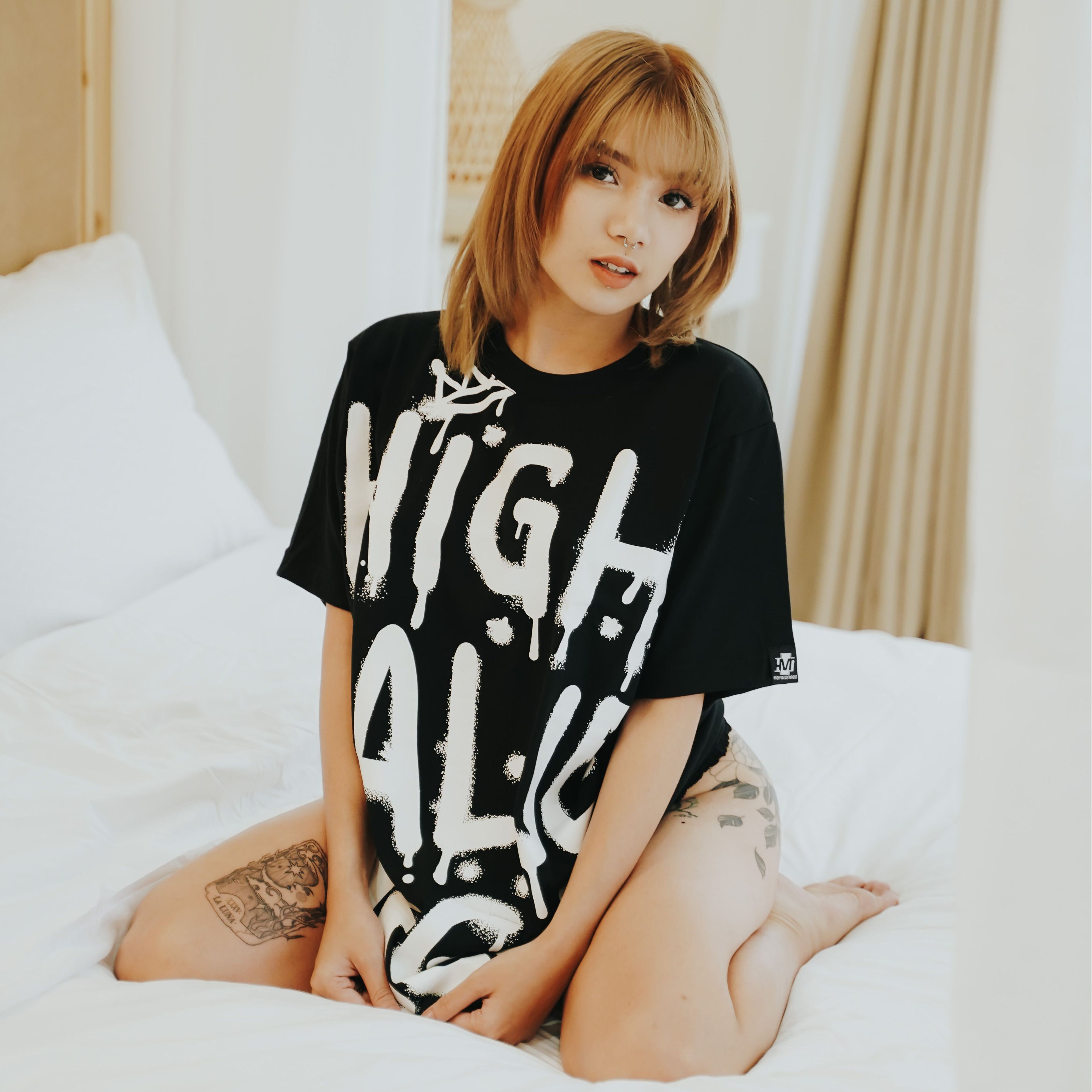 HIGH VALUE TARGET "SPRAY PAINT BIG PRINT" BLACK CVC COTTON UNISEX T-SHIRT