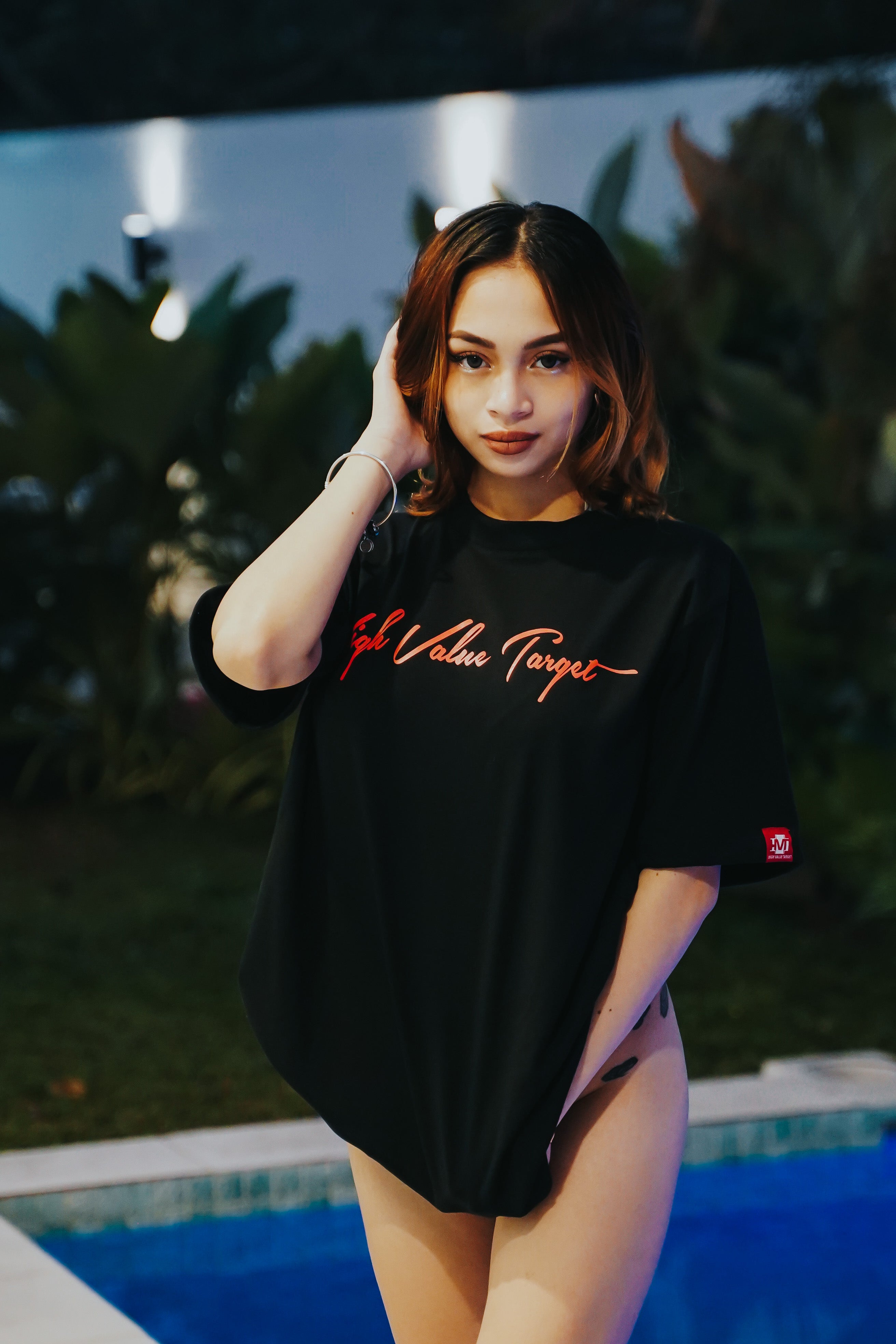 HIGH VALUE TARGET "HVT Tanned and Tipsy" BLACK CVC Cotton Unisex T-SHIRT