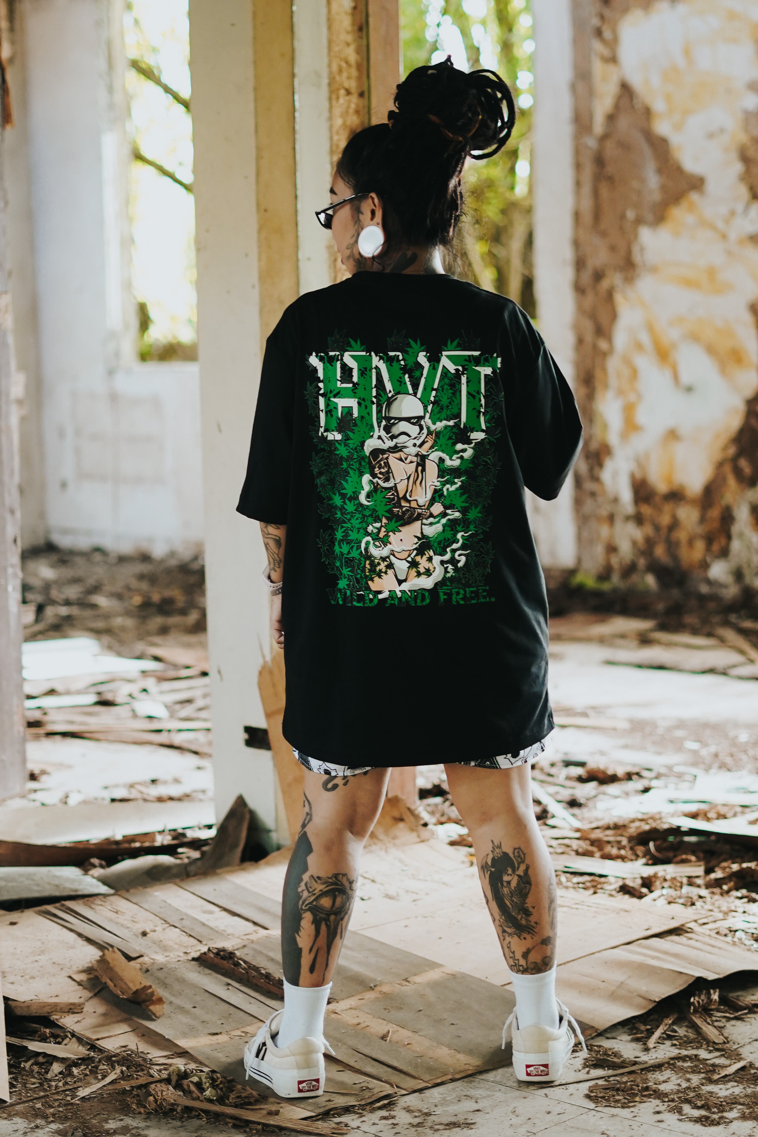 HIGH VALUE TARGET  "WILD AND FREE" (BLACK) 100% Cotton T-Shirt - SMALL to 2XL