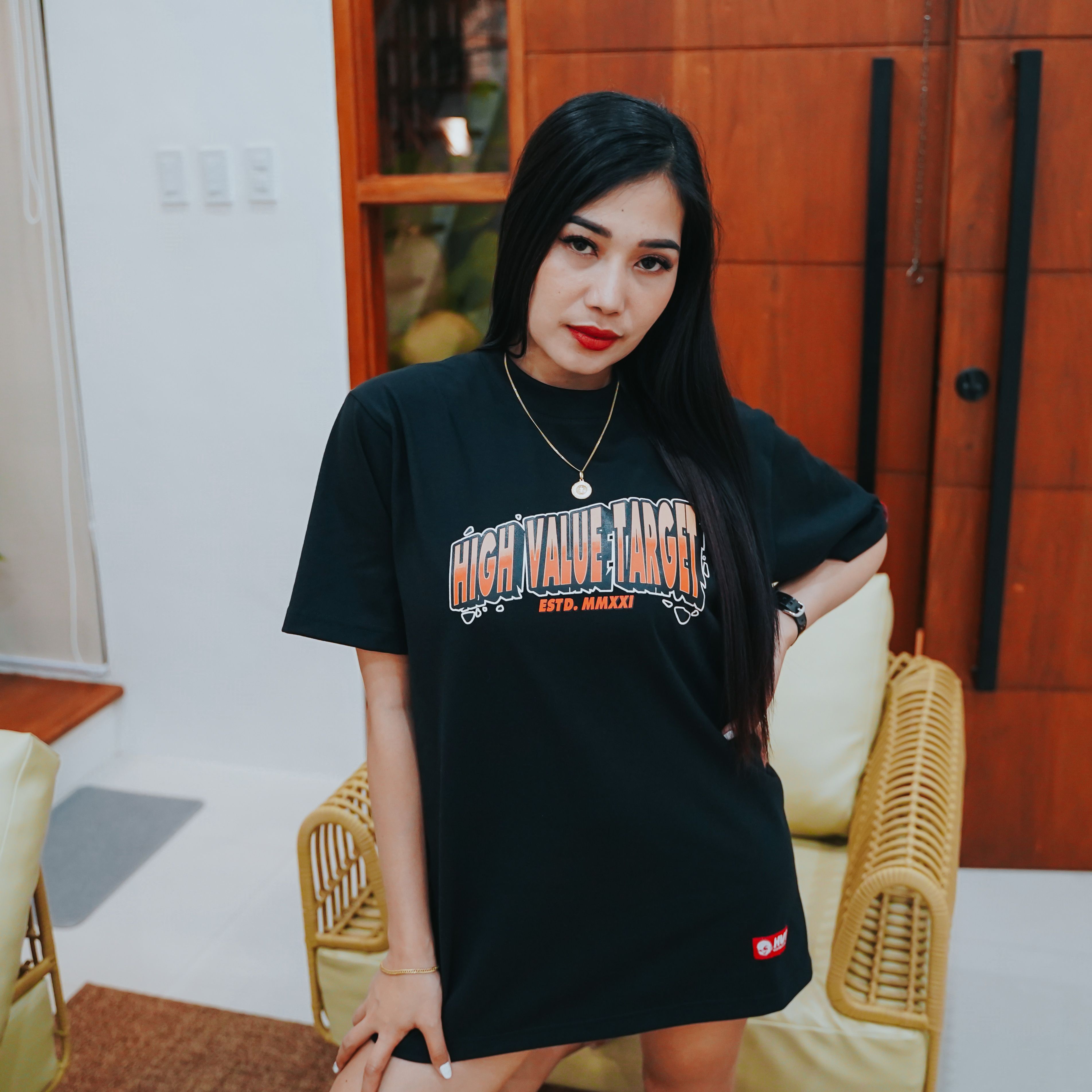 High Value Target T shirt with bold front text design for casual streetwear outfits