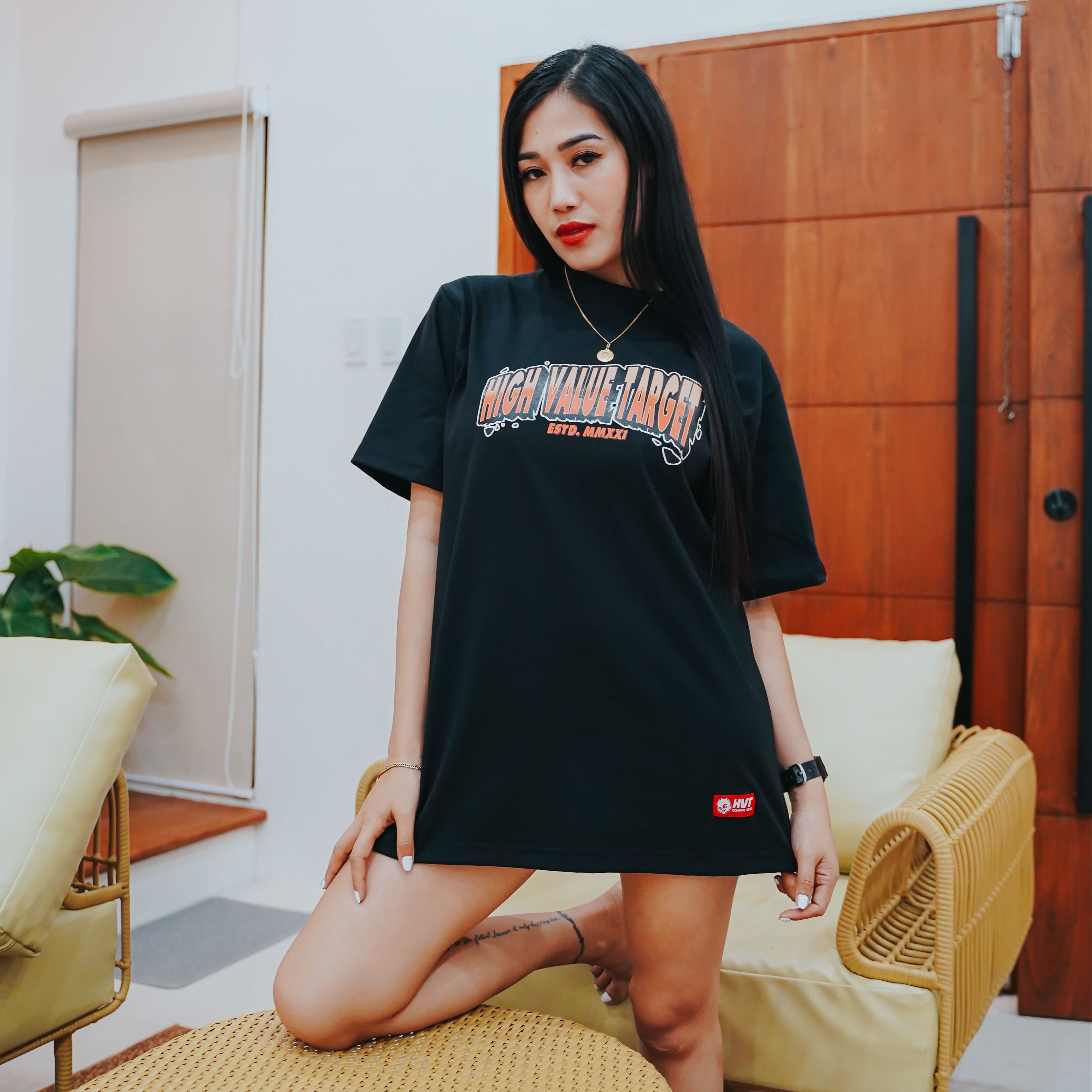 Graphic T shirt with bold lettering print for casual and streetwear fashion use