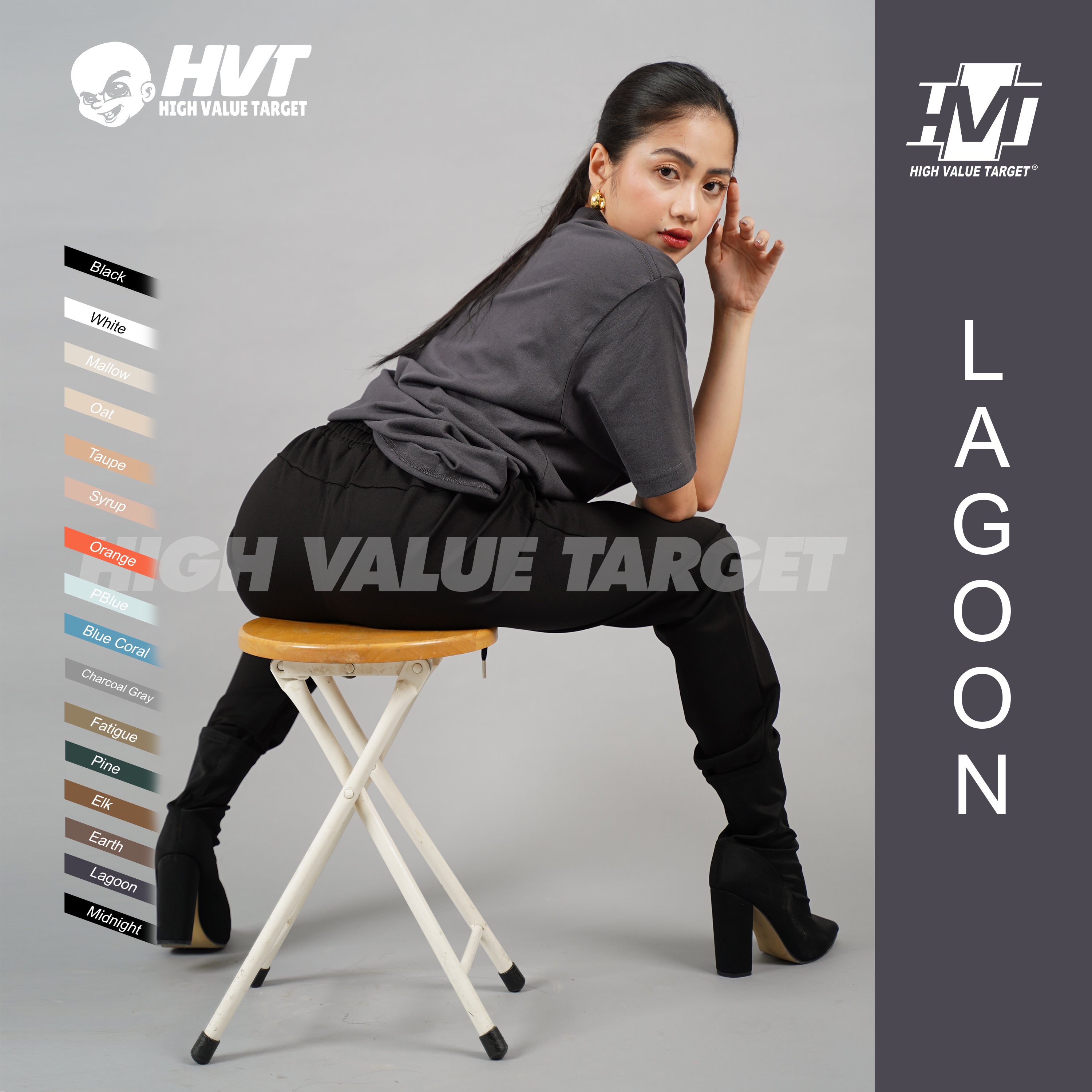 LAGOON - HVT Premium Quality Oversized Plain Crewneck T-shirts - Unisex Heavy Hybrid Soft Cotton Shirts - Menswear and women Casual Tshirt